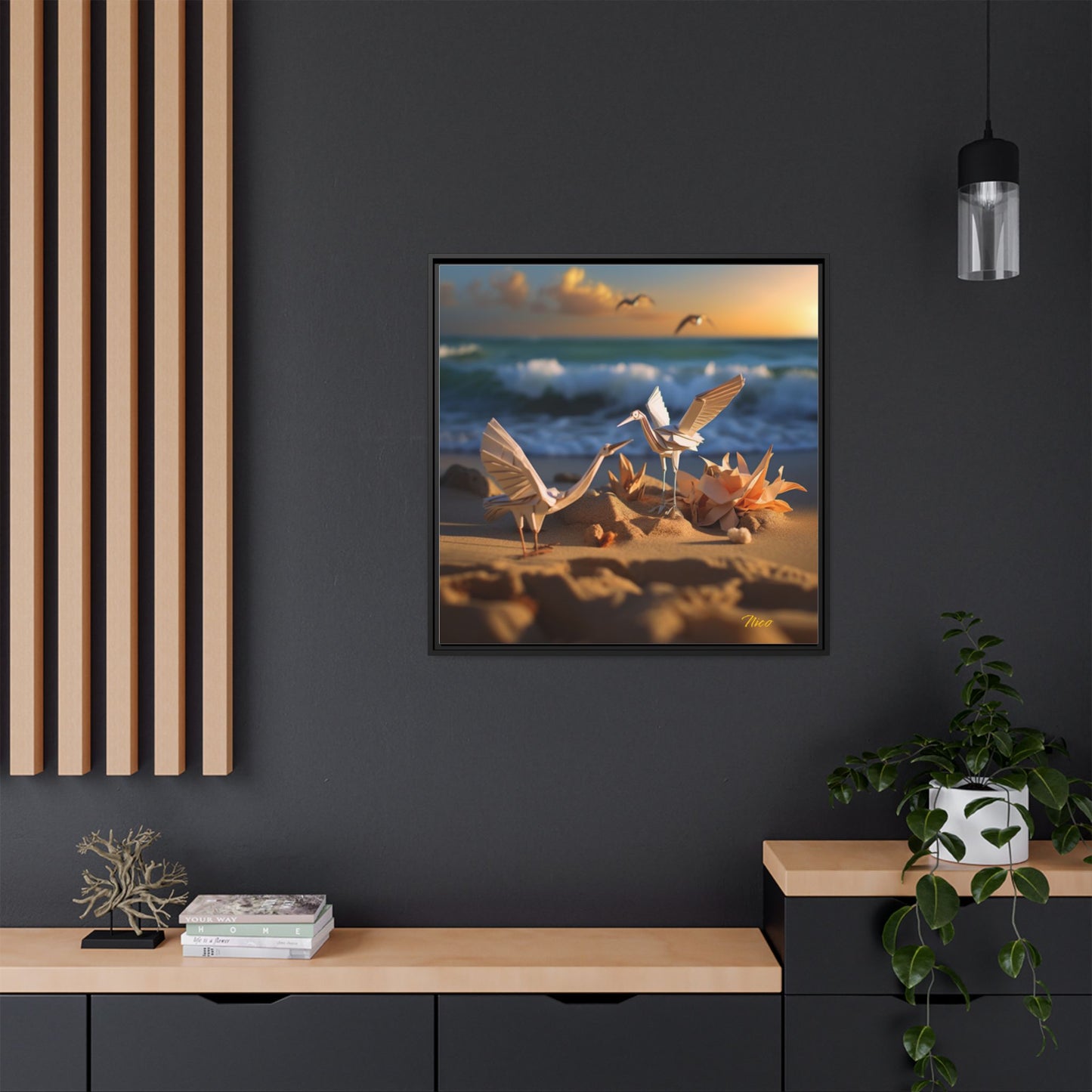 By The Seaside Series Print #3 - Black Framed Canvas Print