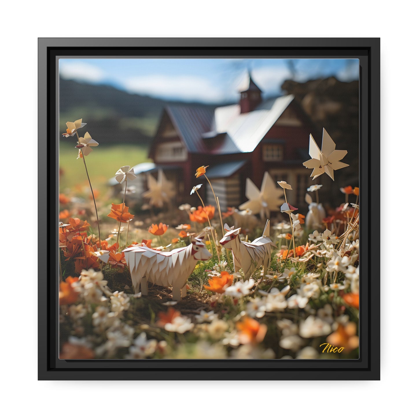 Meadow By The Farm Series Print 10 - Black Framed Canvas Print