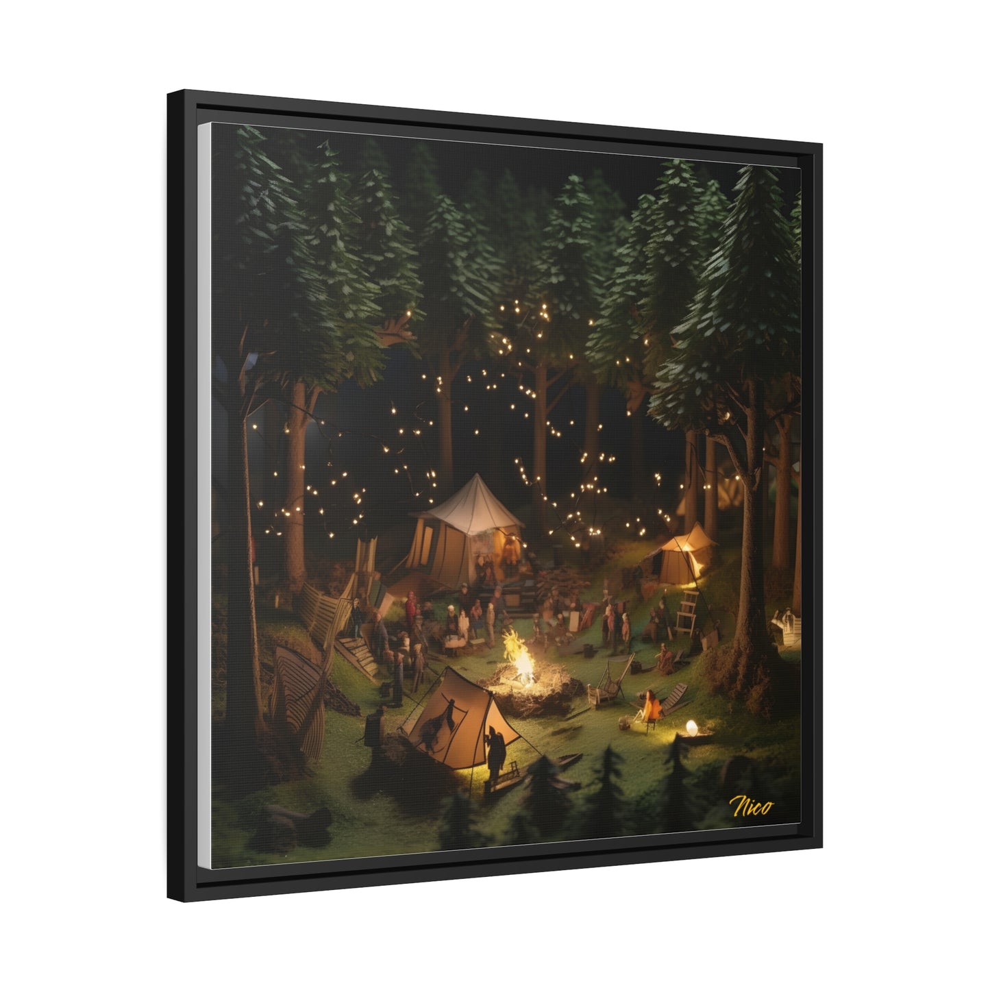 Campfire Series Print #5 - Black Framed Canvas Print