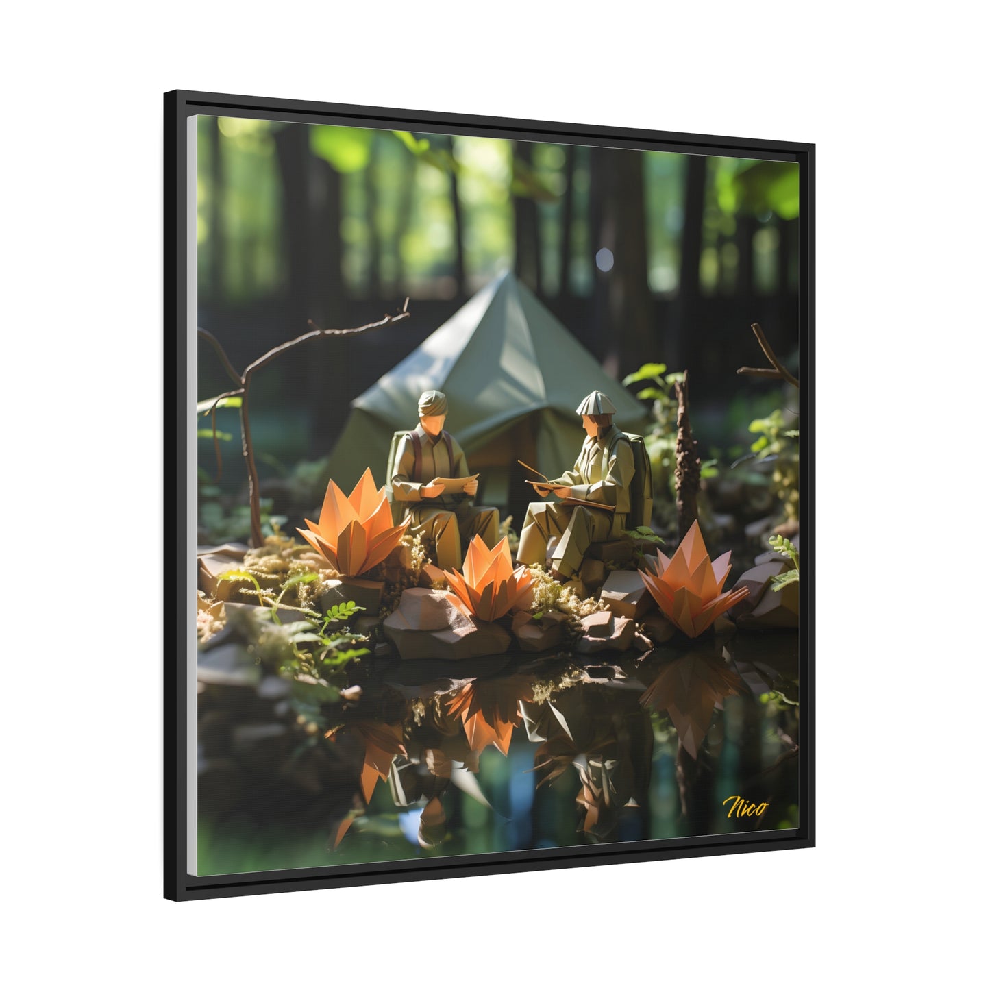 Relaxing By The Brook Series Print #7 - Black Framed Canvas Print