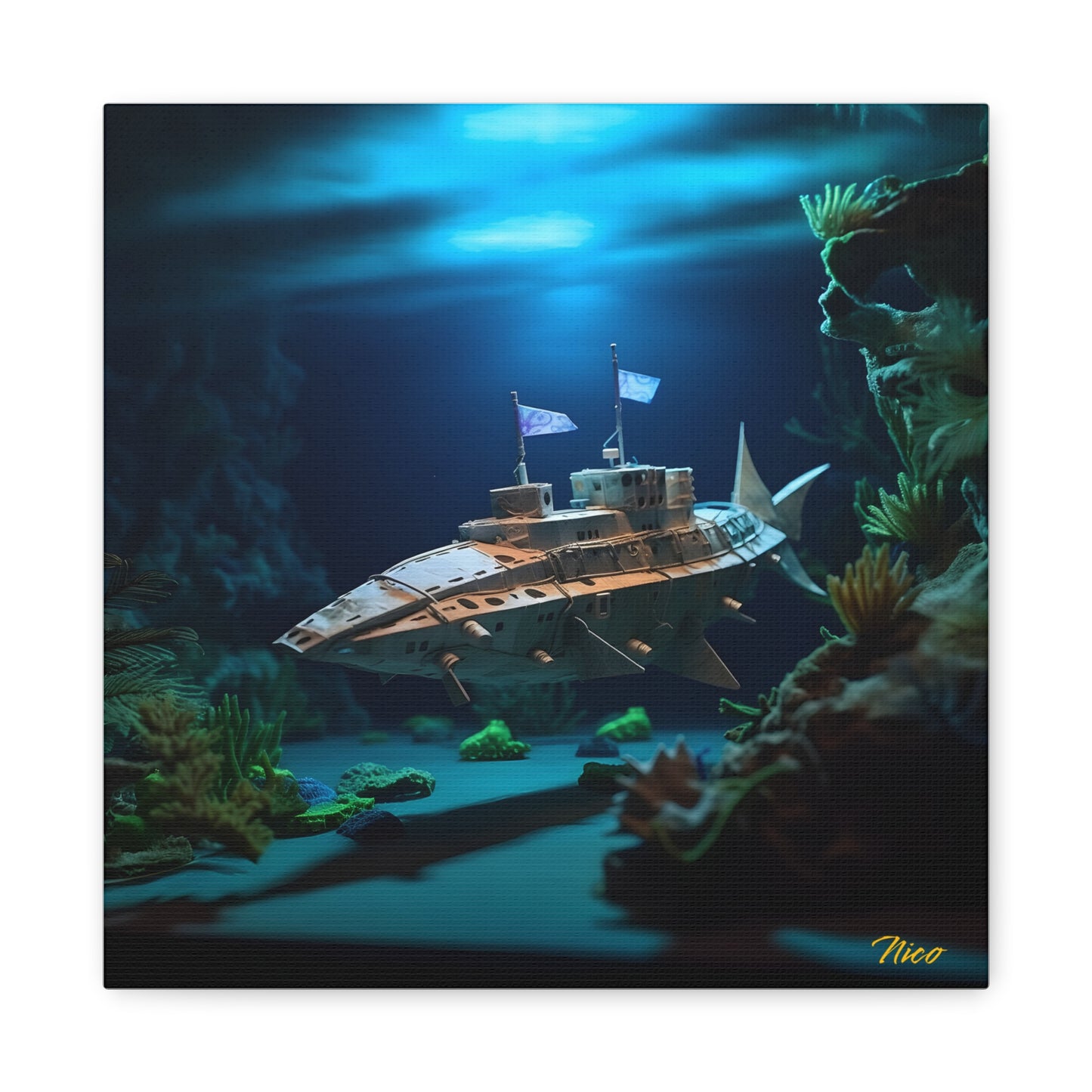 20,000 Leagues Under The Sea Series Print #3 - Streched Matte Canvas Print, 1.25" Thick