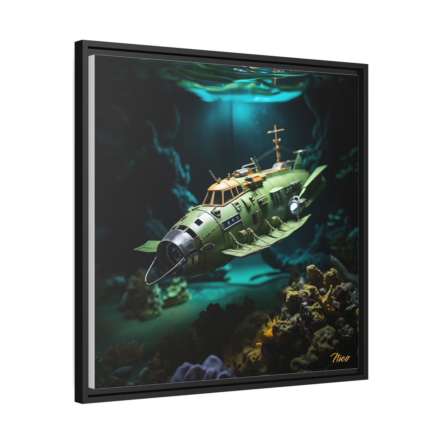 20,000 Under The Sea Series Print #10 - Black Framed Canvas Print