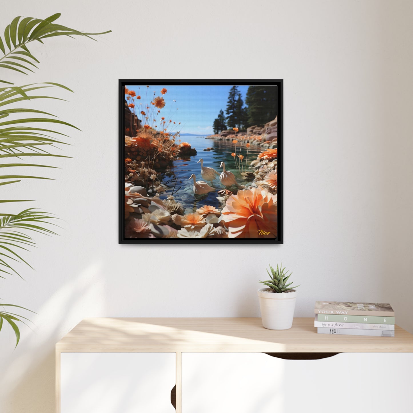 Mountain Lake Series Print #4 - Black Framed Canvas Print