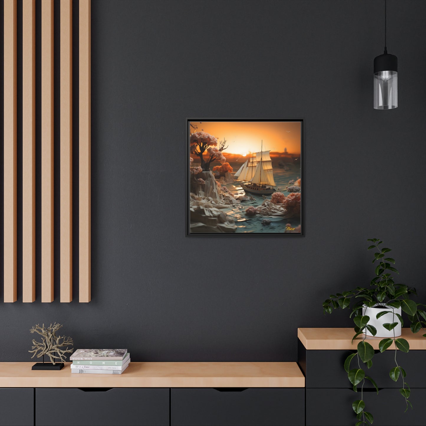 Into The Sunset Series Print #3 - Black Framed Canvas Print