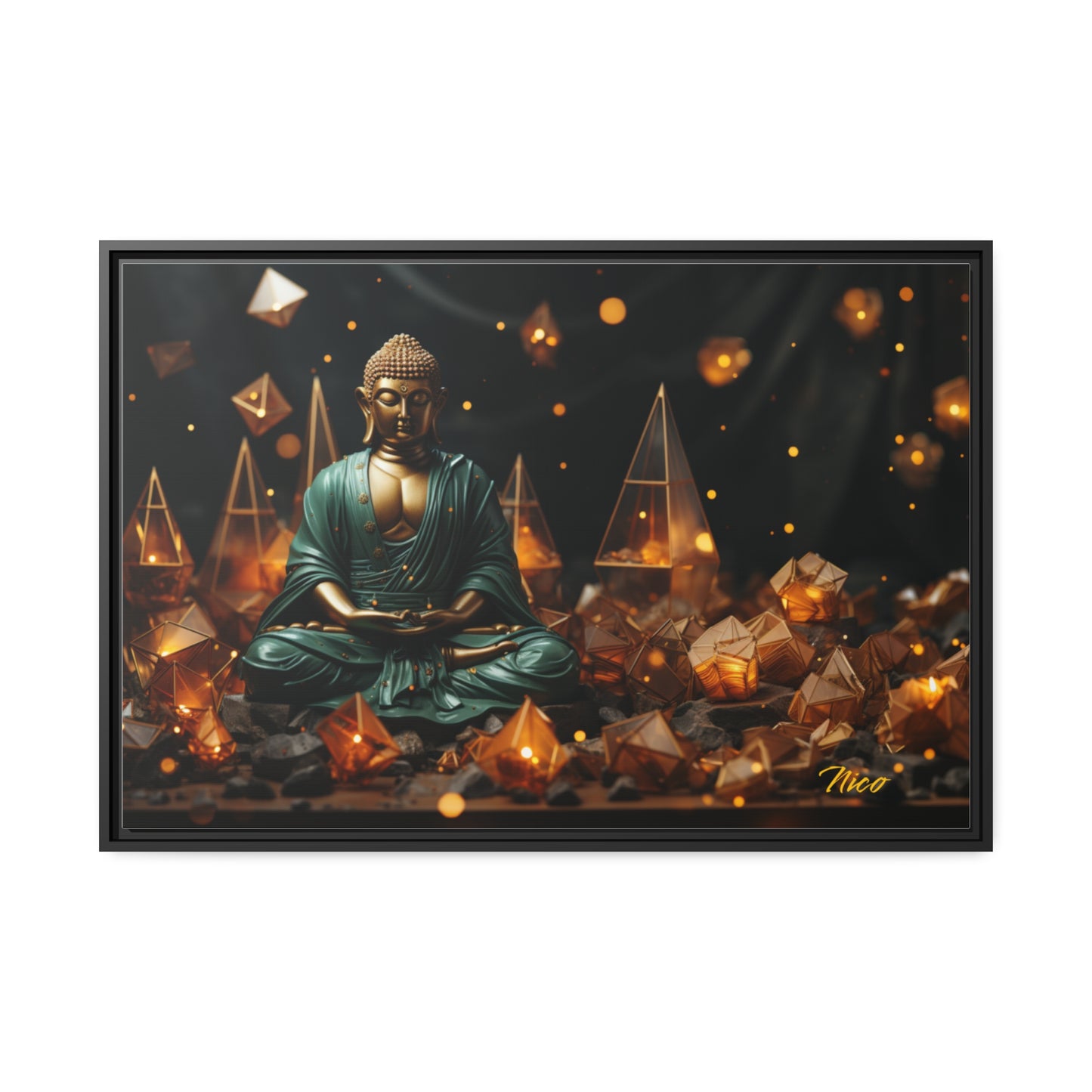 Ascending Buddha Series Print #4 - Black Framed Canvas Print