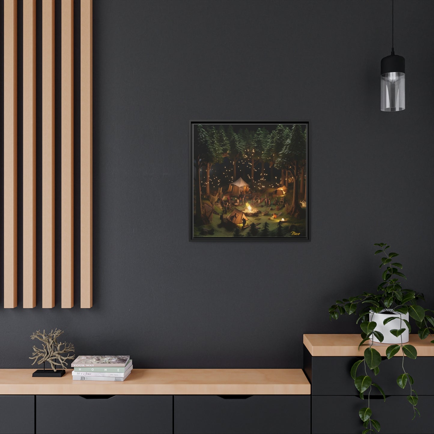 Campfire Series Print #5 - Black Framed Canvas Print