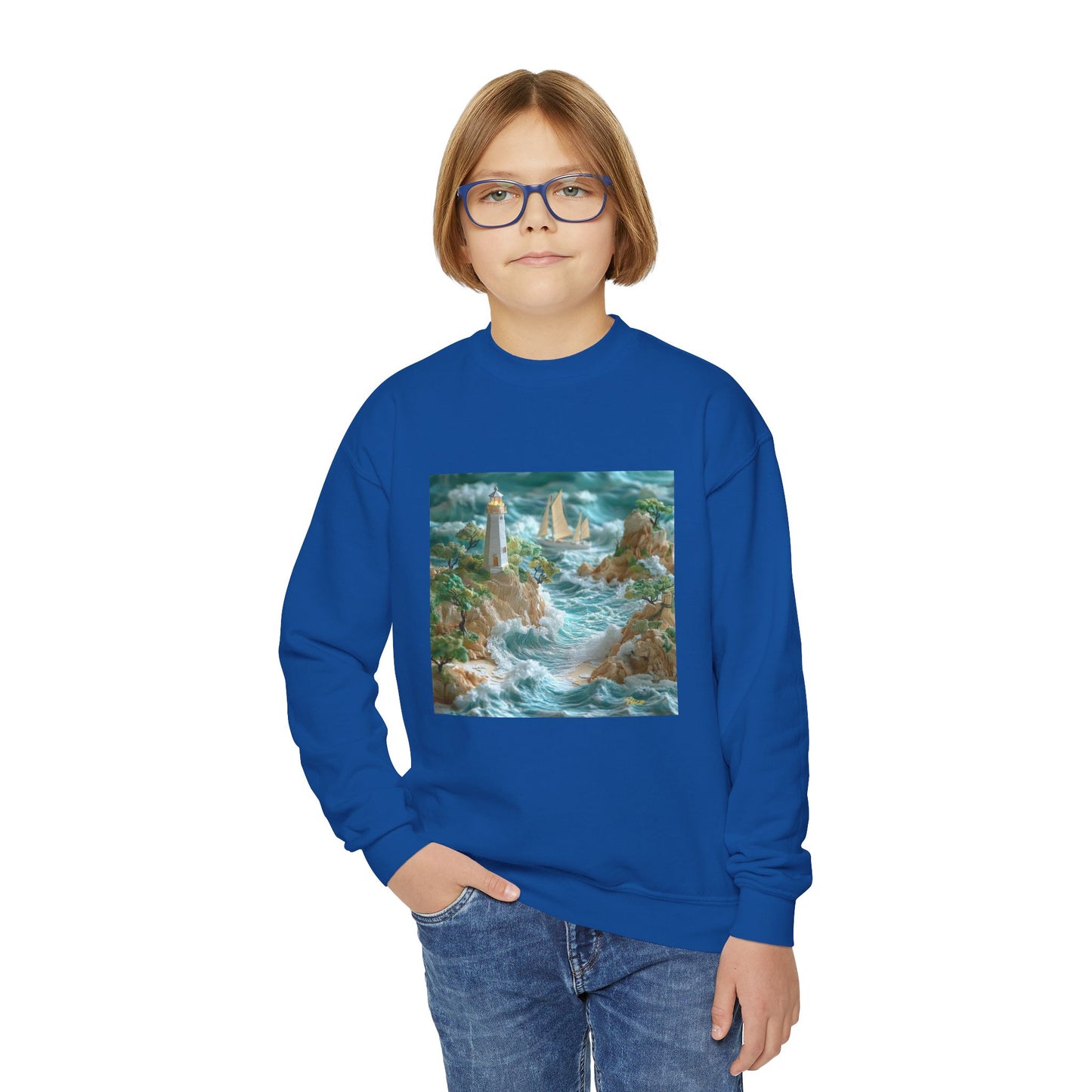 By The Seaside Series Print #9 Youth Crewneck Sweatshirt