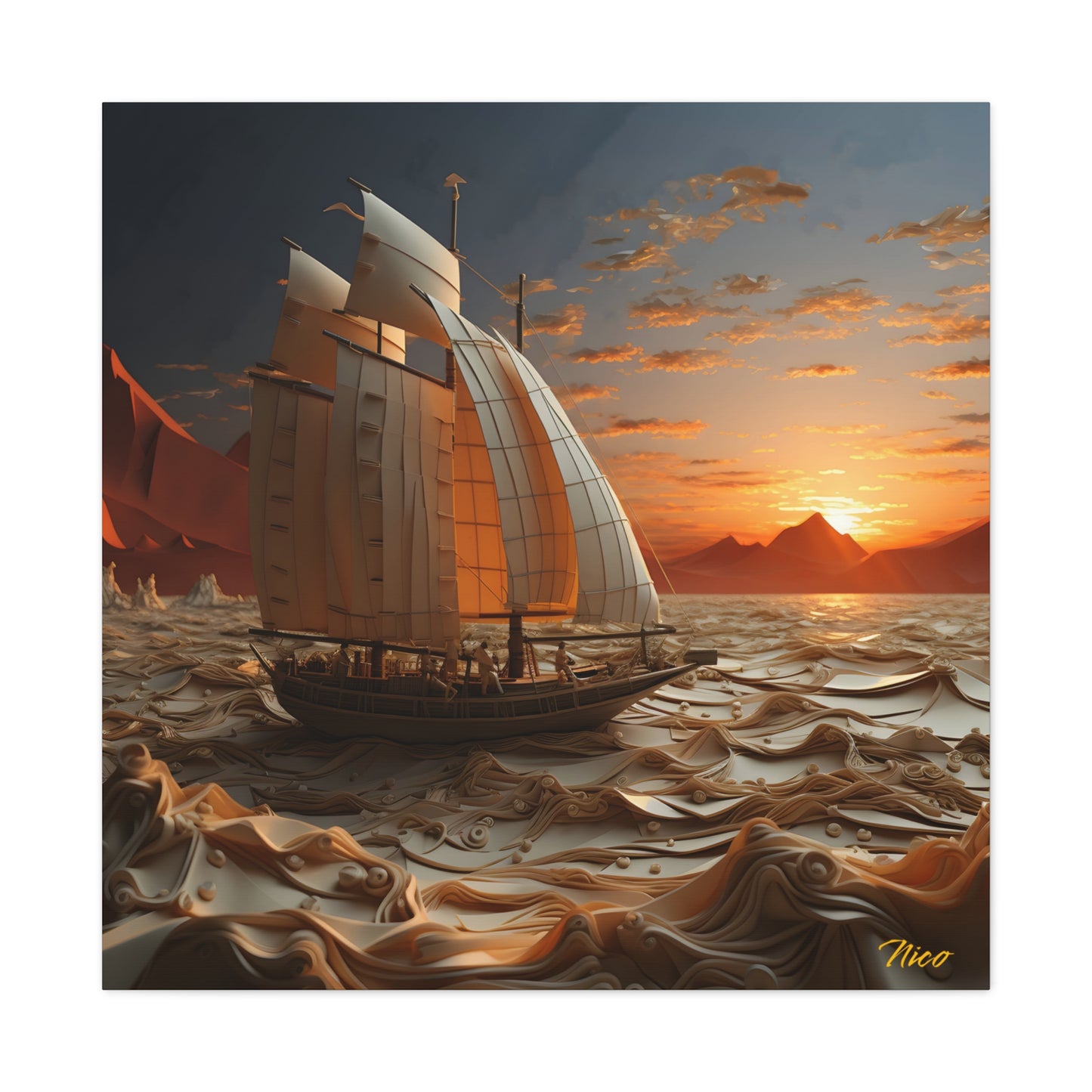 Into The Sunset Series Print #1 - Streched Matte Canvas Print, 1.25" Thick