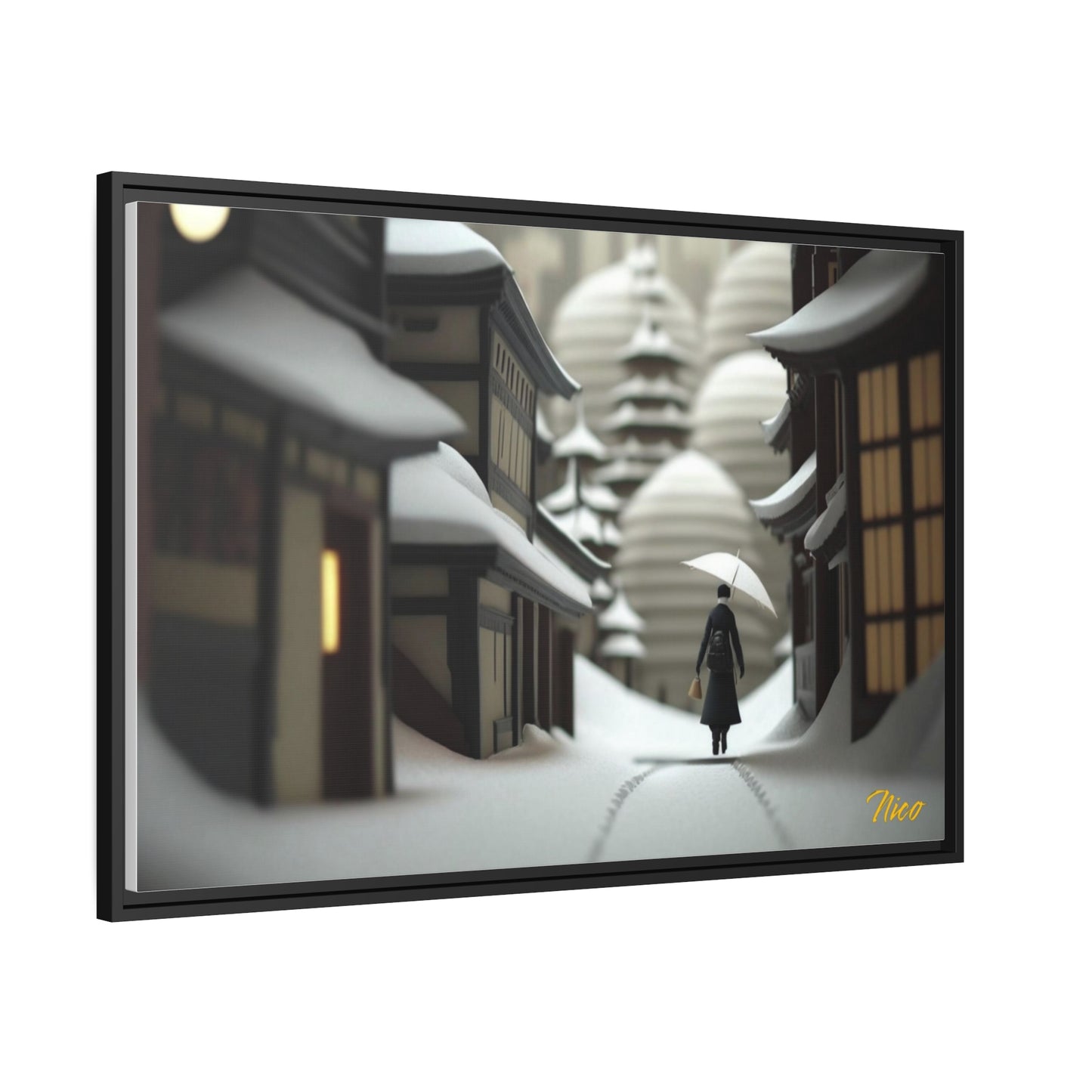 Asian Snow Series Print #4 - Extended Black Framed Canvas Print