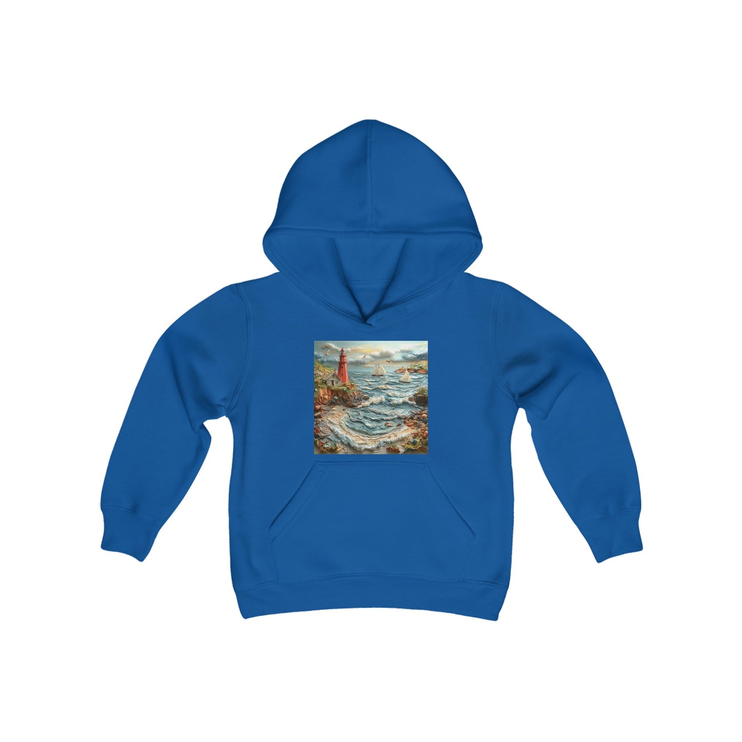 By The Seaside Series Print #2 Youth Heavy Blend Hooded Sweatshirt