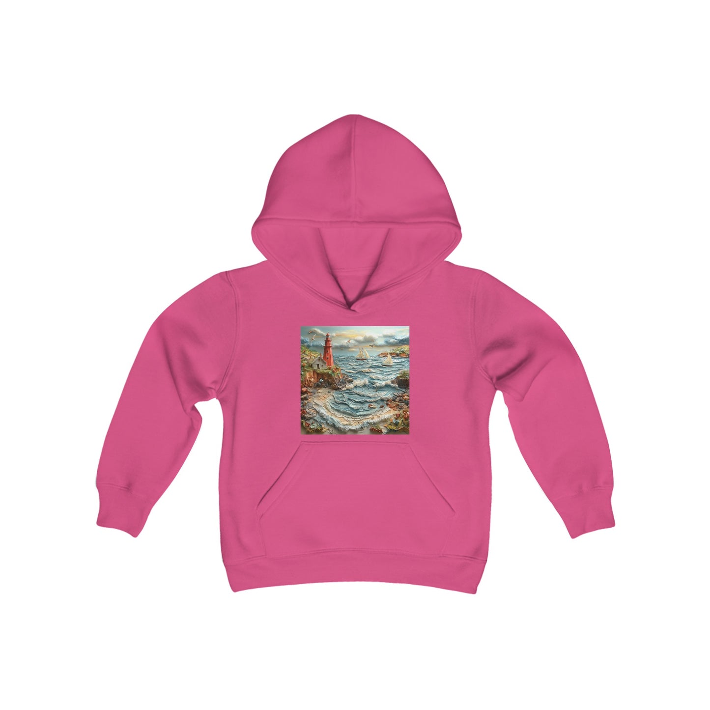 By The Seaside Series Print #2 Youth Heavy Blend Hooded Sweatshirt