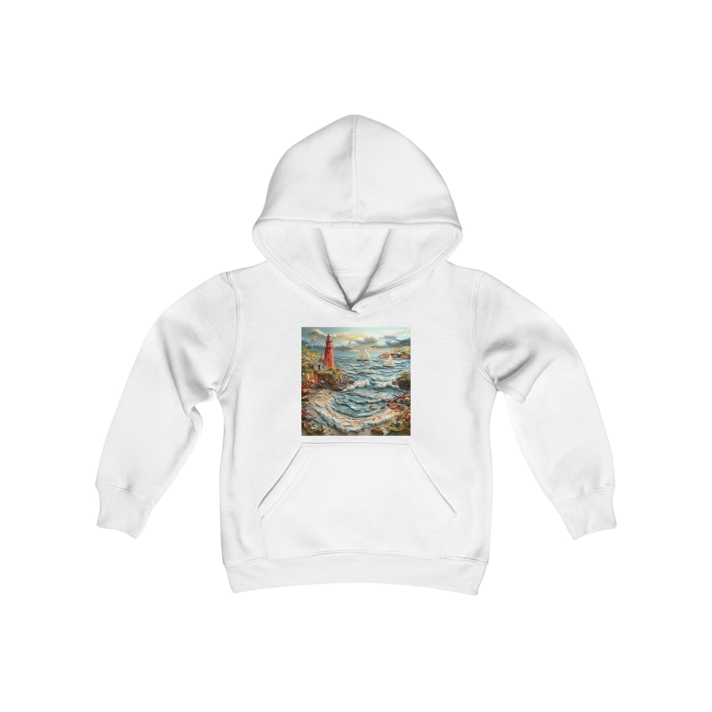 By The Seaside Series Print #2 Youth Heavy Blend Hooded Sweatshirt