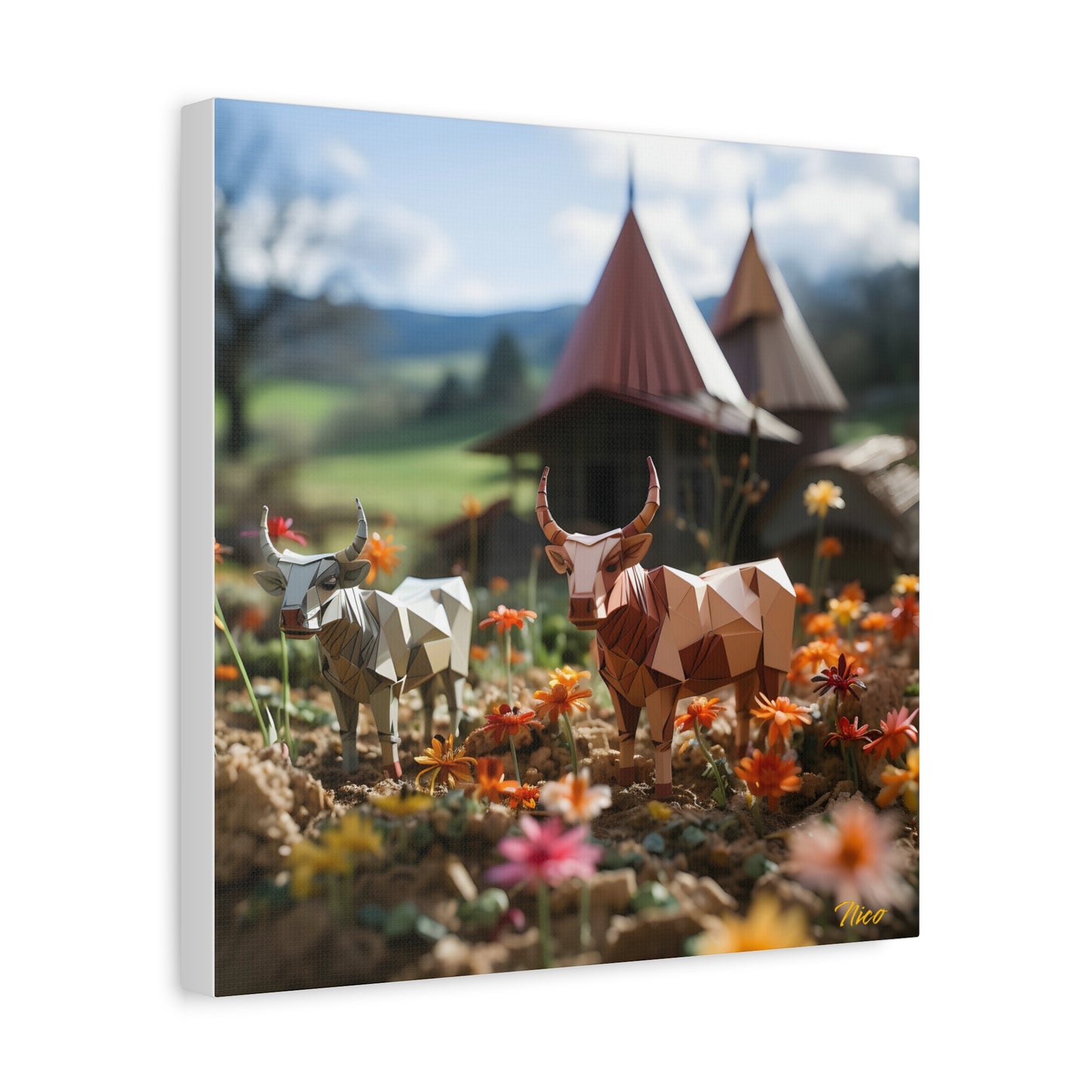 Meadow By The Farm Series Print #8 - Streched Matte Canvas Print, 1.25" Thick