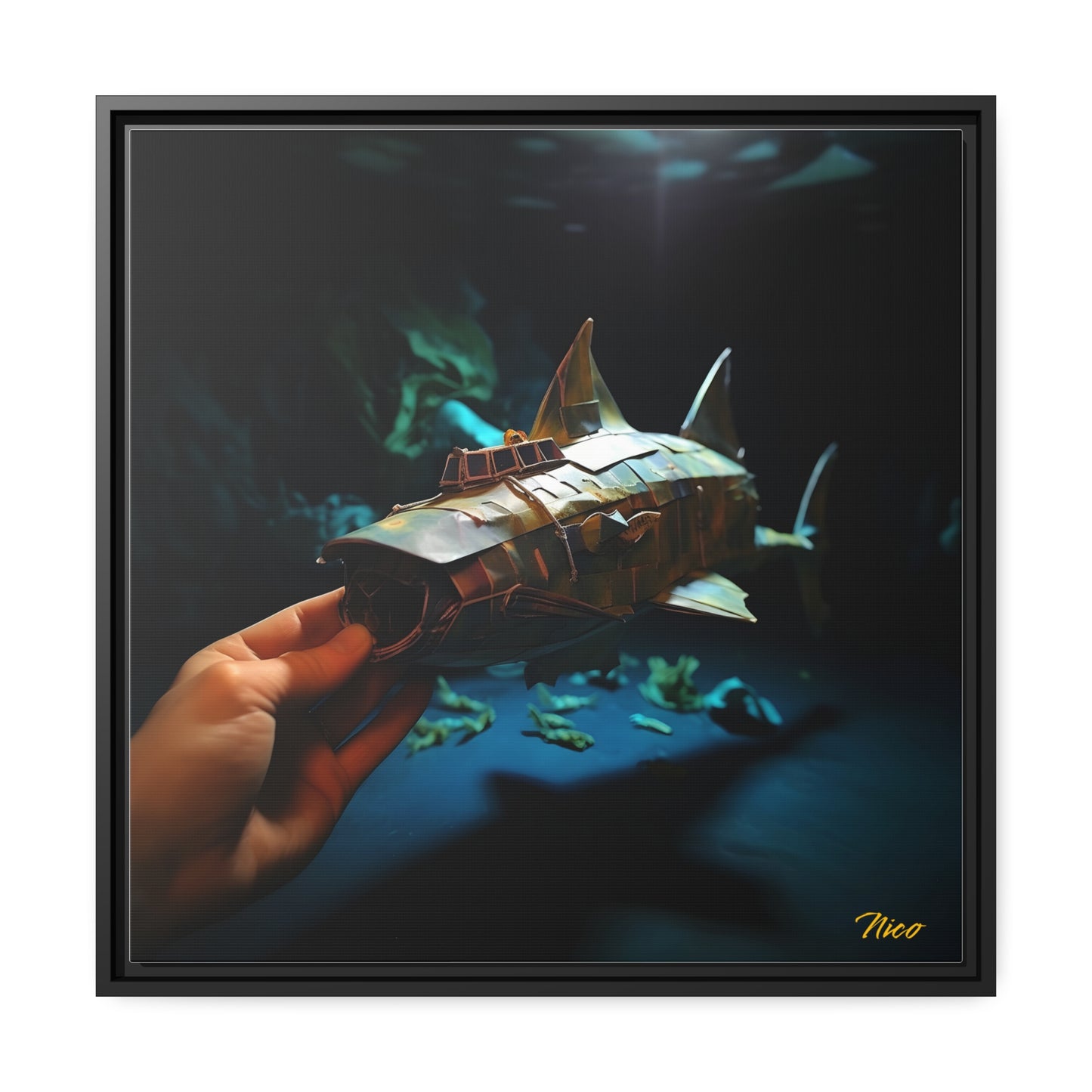 20,000 Under The Sea Series Print #4 - Black Framed Canvas Print