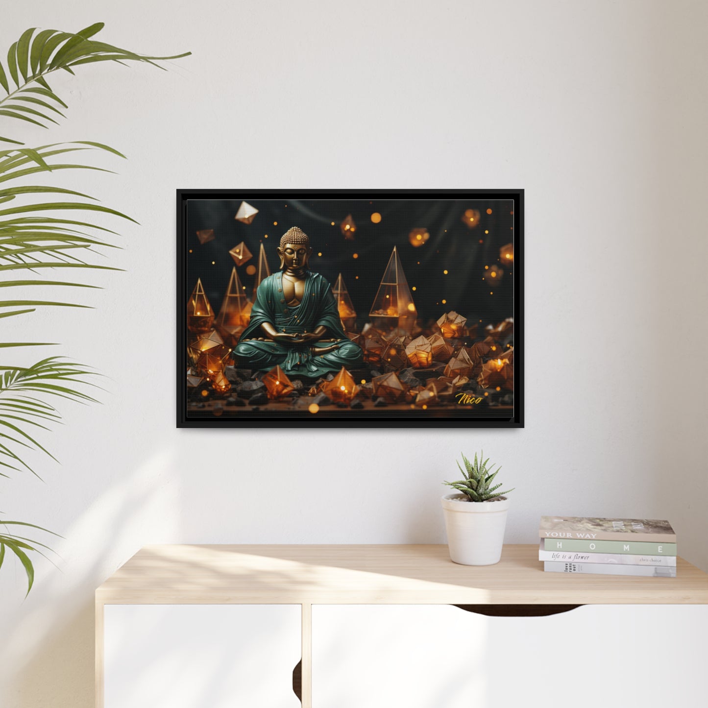 Ascending Buddha Series Print #4 - Black Framed Canvas Print