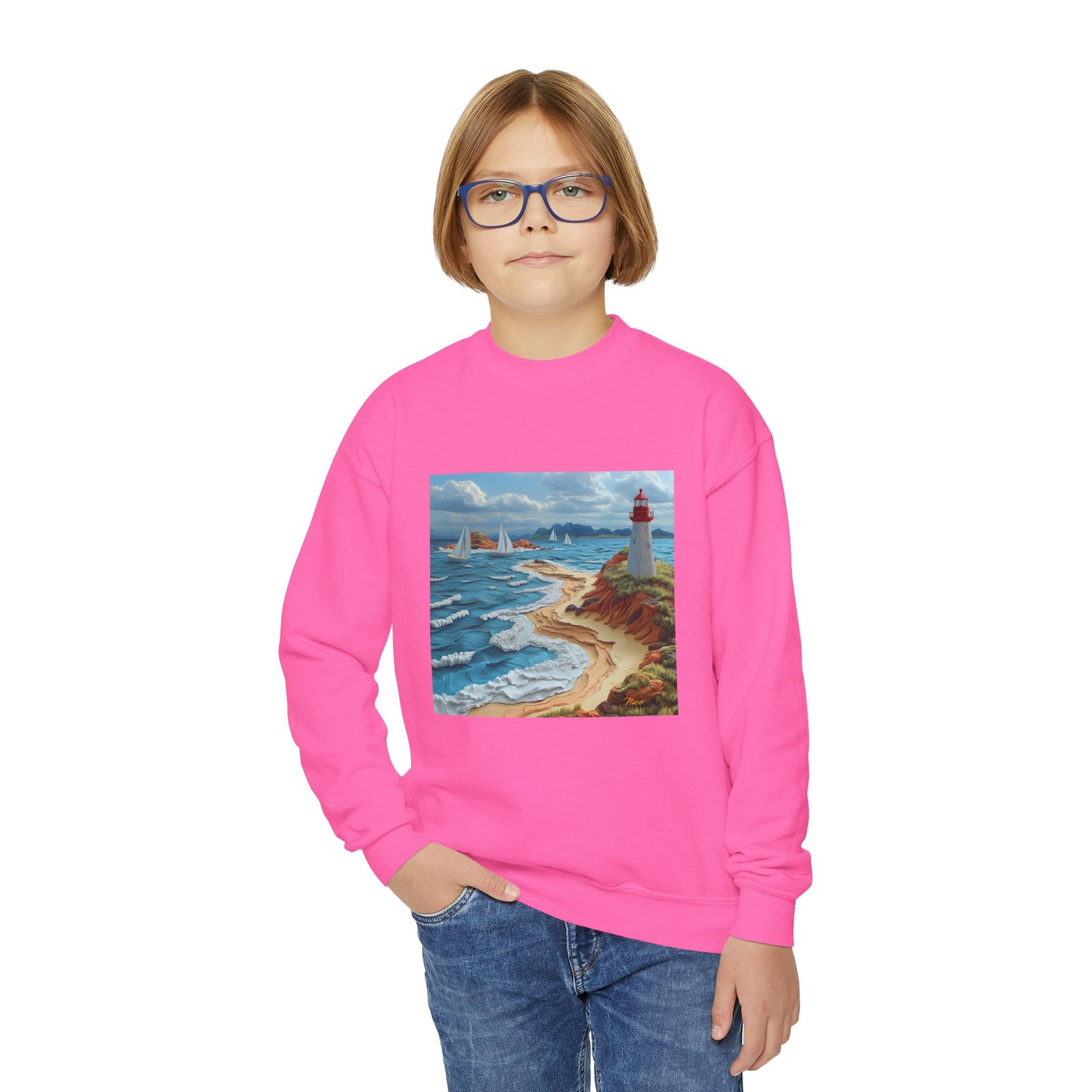 By The Seaside Series Print #4 Youth Crewneck Sweatshirt