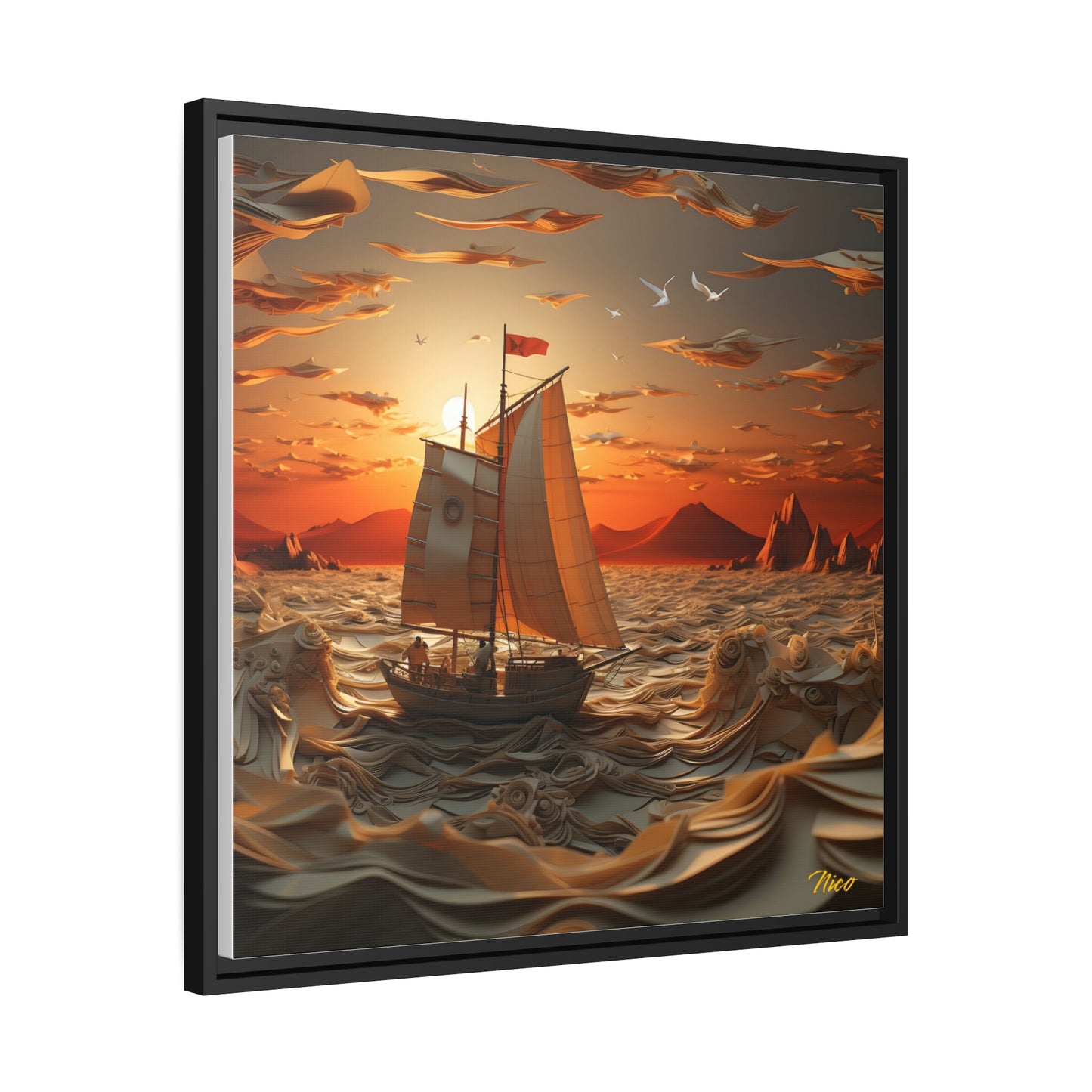 Into The Sunset Series Print #7 - Black Framed Canvas Print