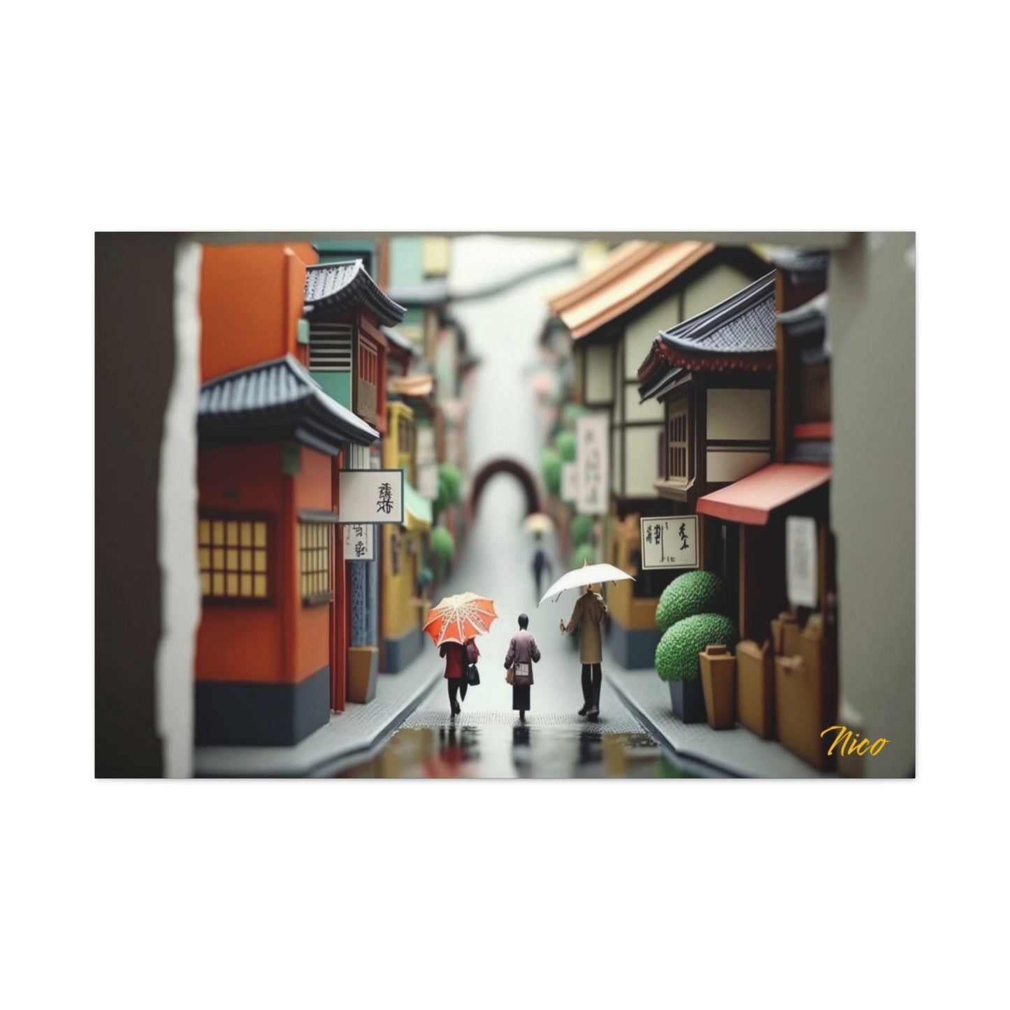 Oriental Rain Series Print #8 - Streched Matte Extended Canvas Print, 1.25" Thick