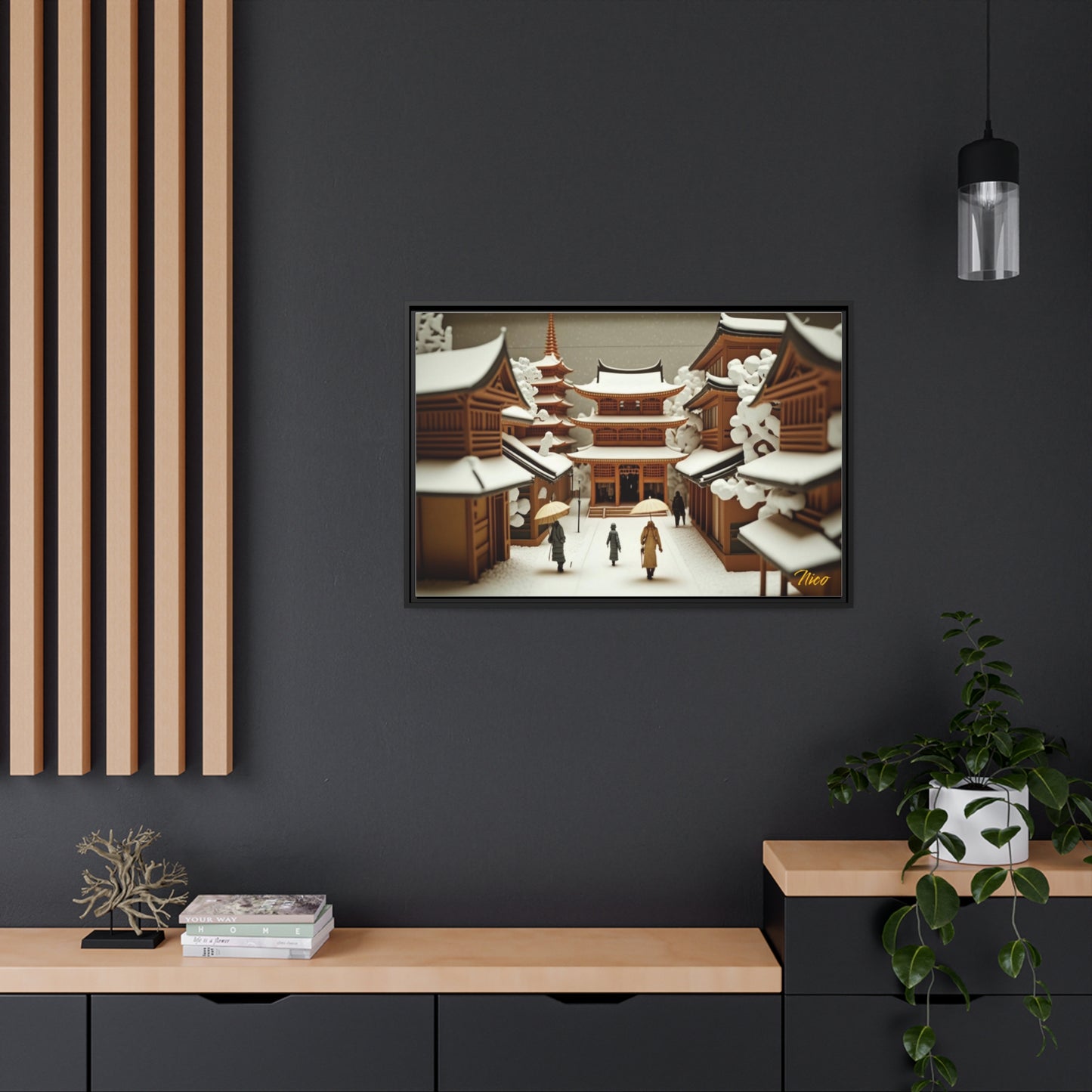 Asian Snow Series Print #10 - Impression sur toile encadrée noire