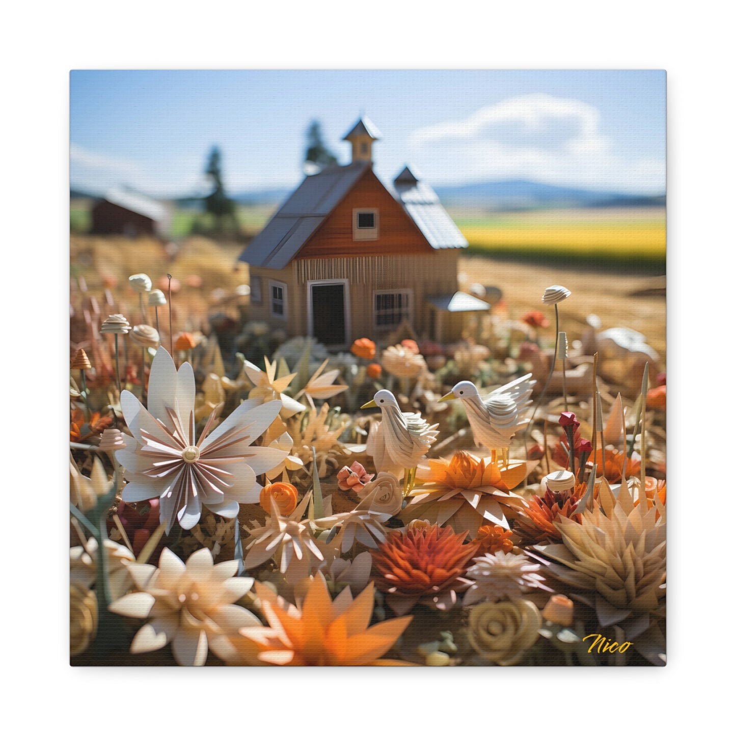 Meadow By The Farm Series Print #4 - Streched Matte Canvas Print, 1.25" Thick