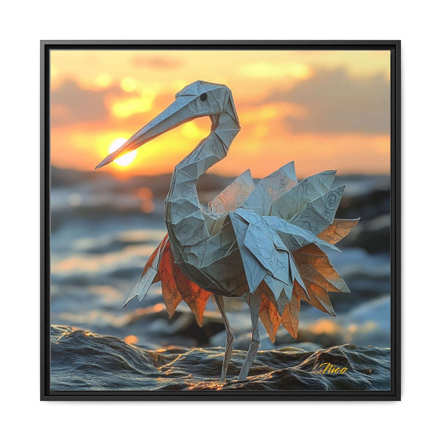 By The Seaside Series Print #1 - Black Framed Canvas Print