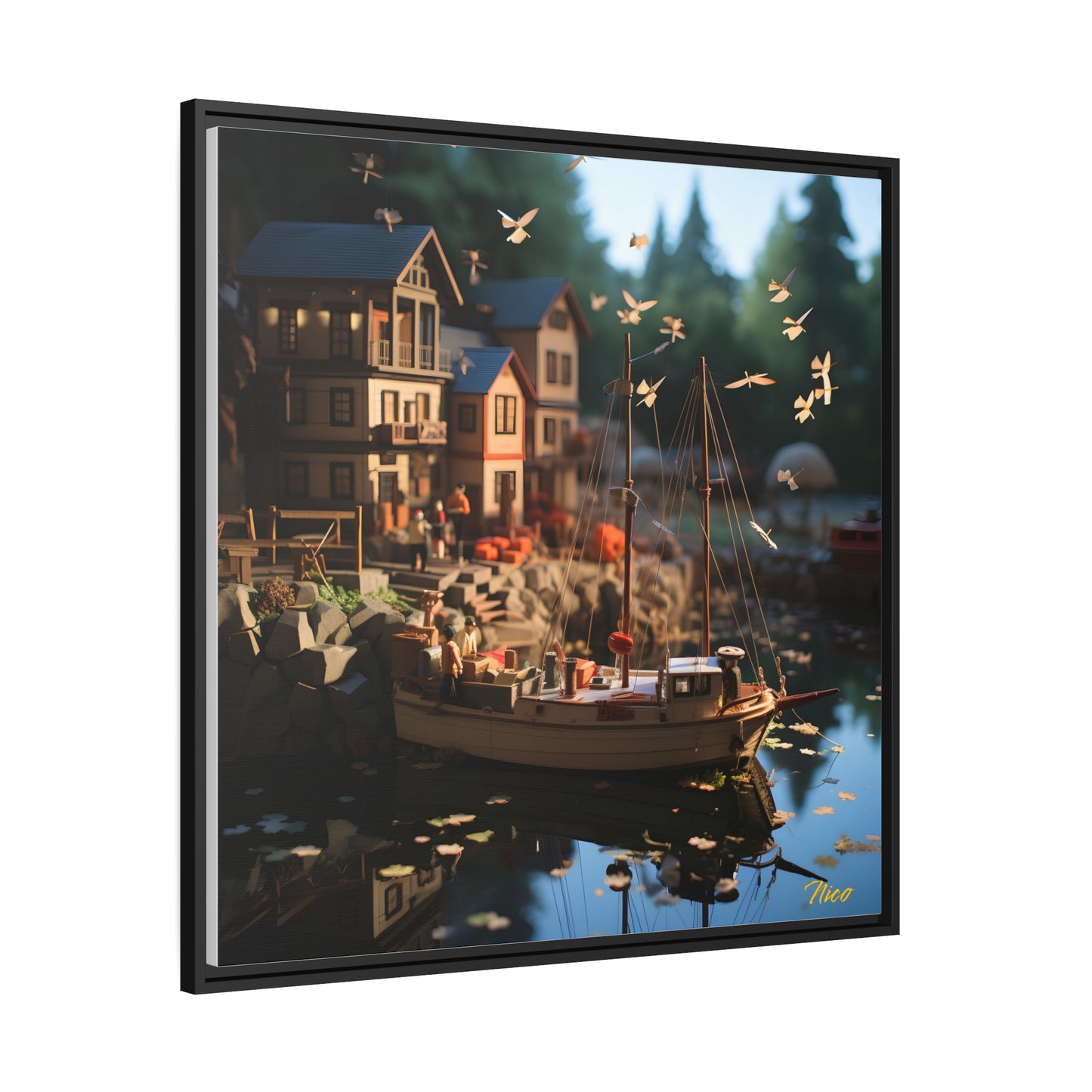 On The Docks By The Bay Series Print #7 - Black Framed Canvas Print