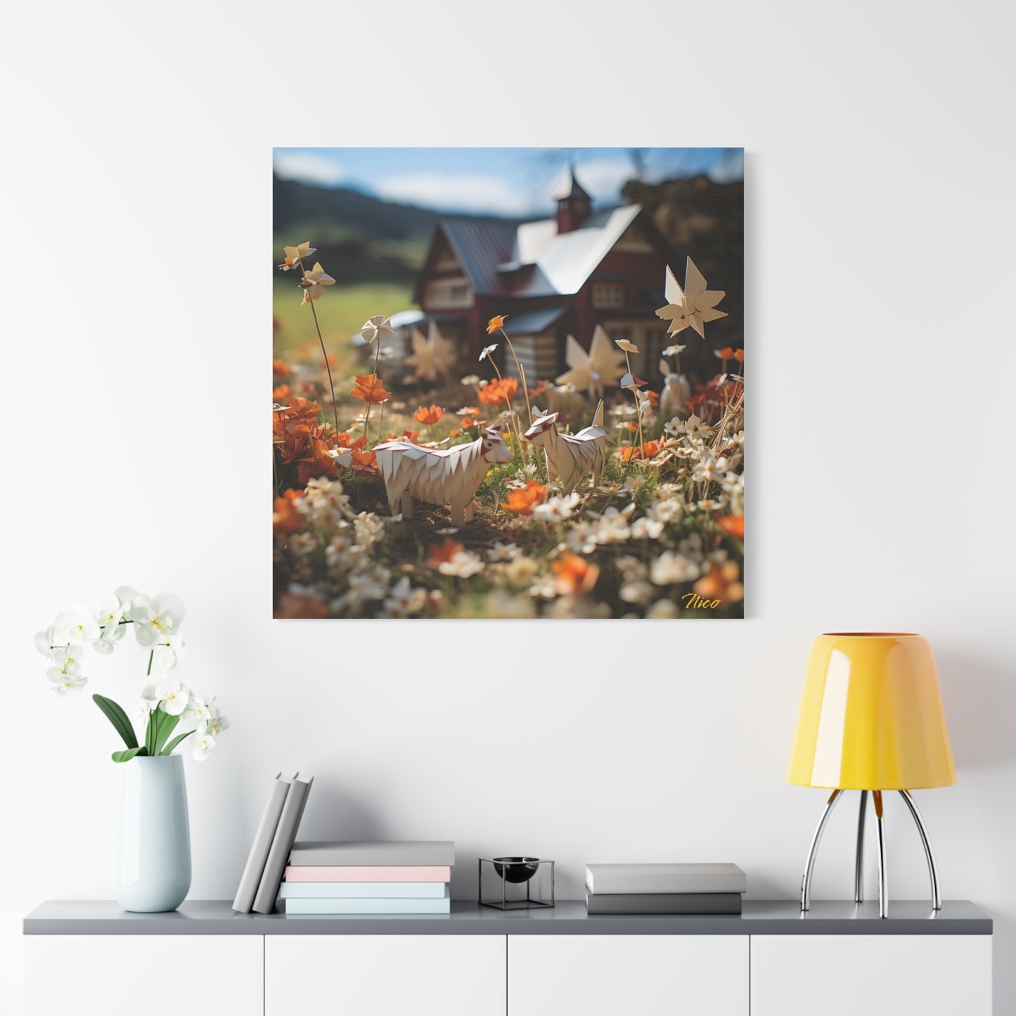 Meadow By The Farm Series Print #10 - Streched Matte Canvas Print, 1.25" Thick