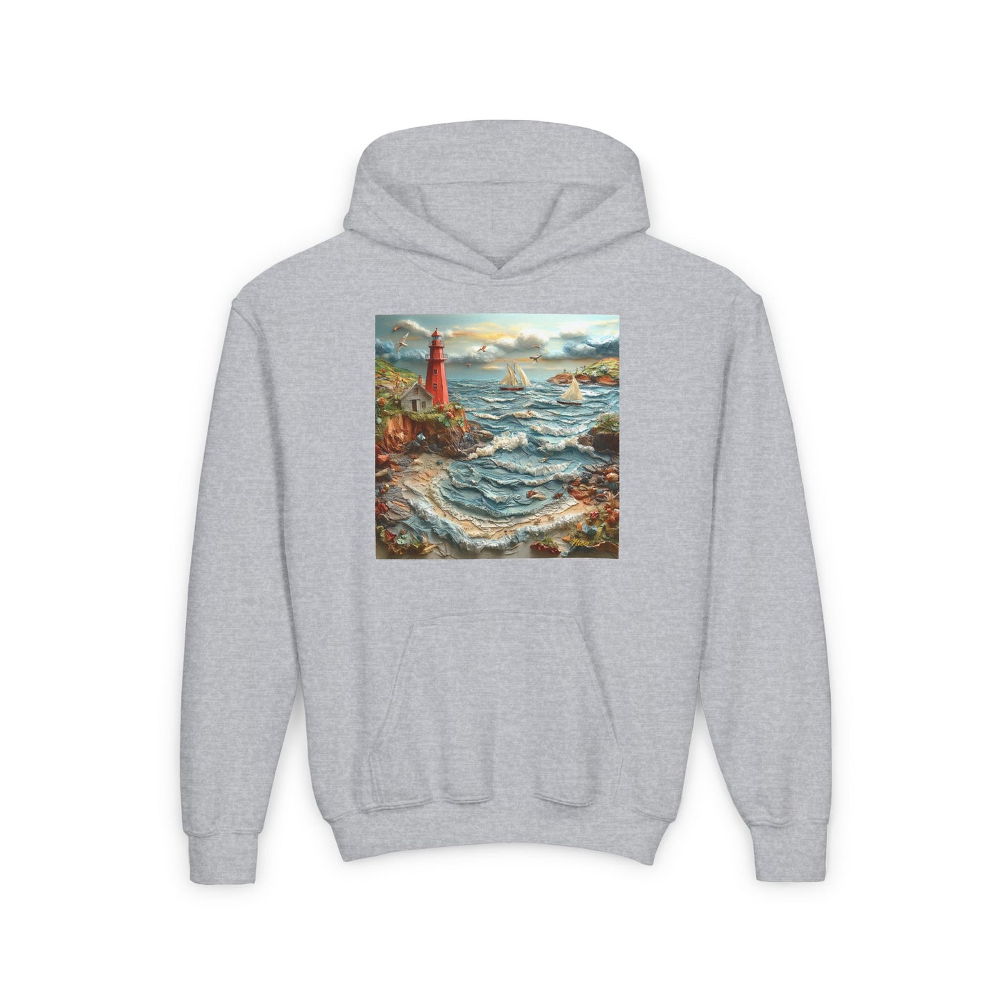 By The Seaside Series Print #2 Youth Heavy Blend Hooded Sweatshirt