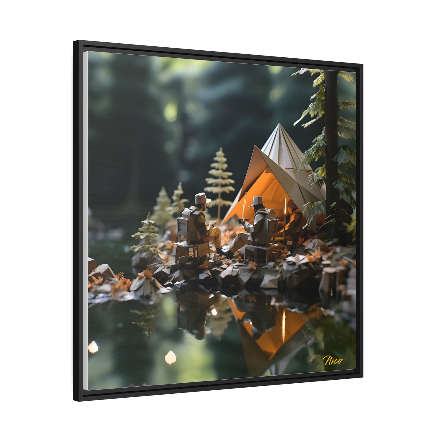 Relaxing By The Brook Series Print #10 - Black Framed Canvas Print