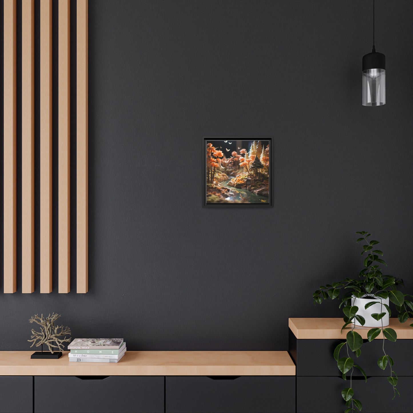 Relaxing By The Brook Series Print #3 - Black Framed Canvas Print