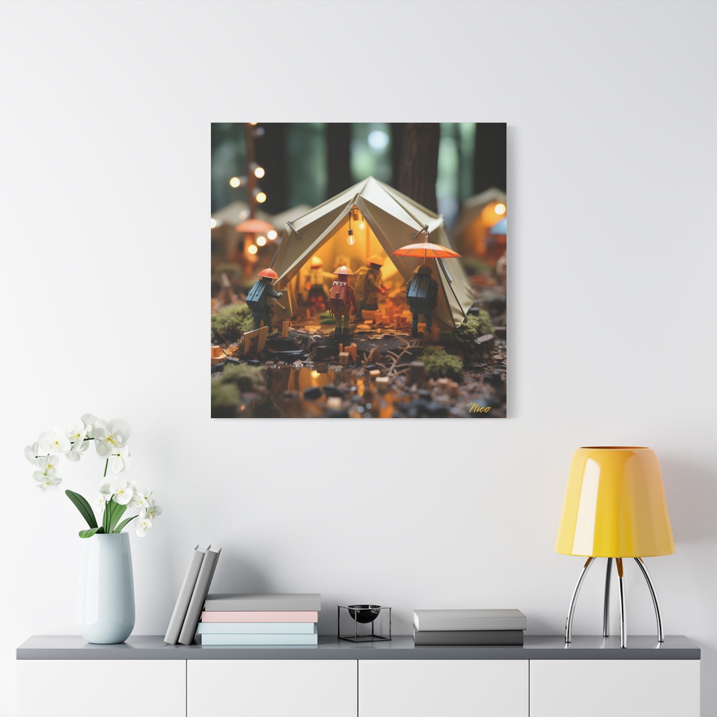 Camping In The Rain Series Print #5 - Streched Matte Canvas Print, 1.25" Thick