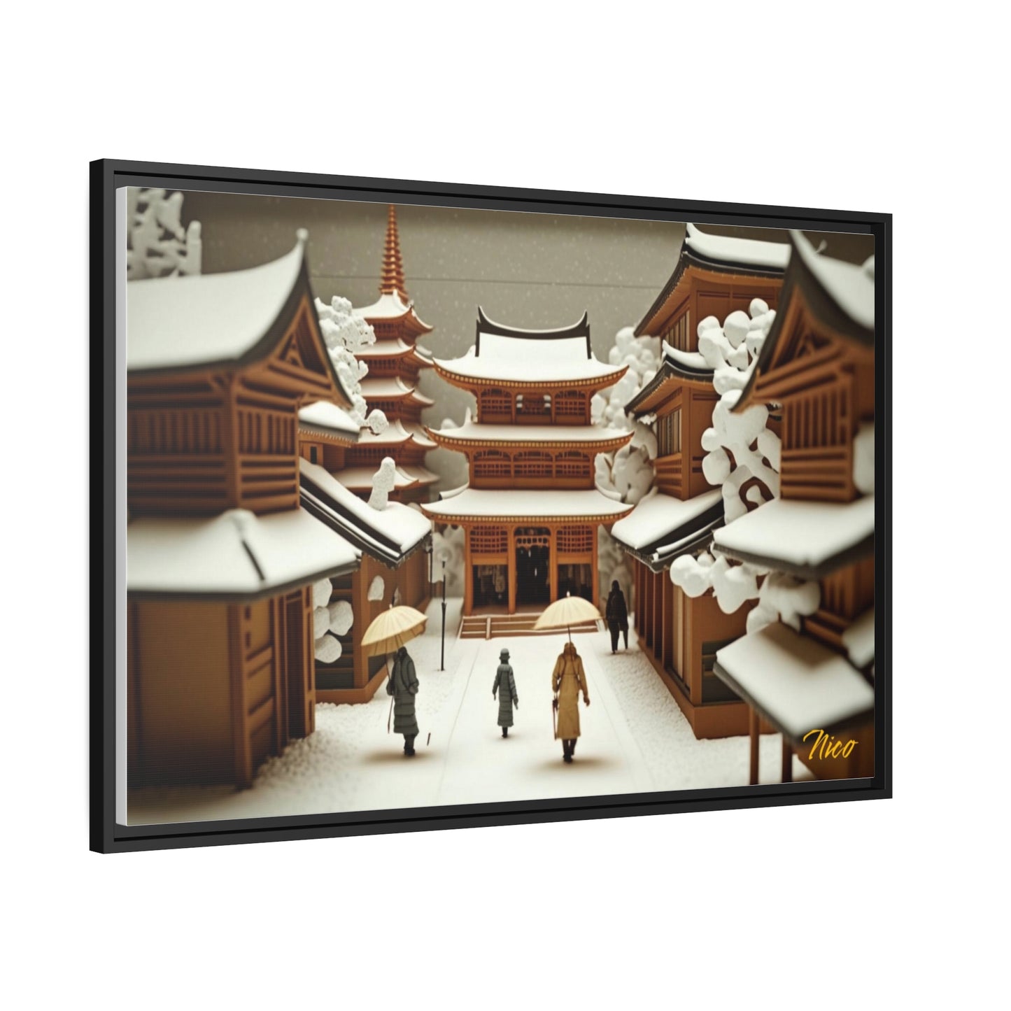 Asian Snow Series Print #10 - Impression sur toile encadrée noire