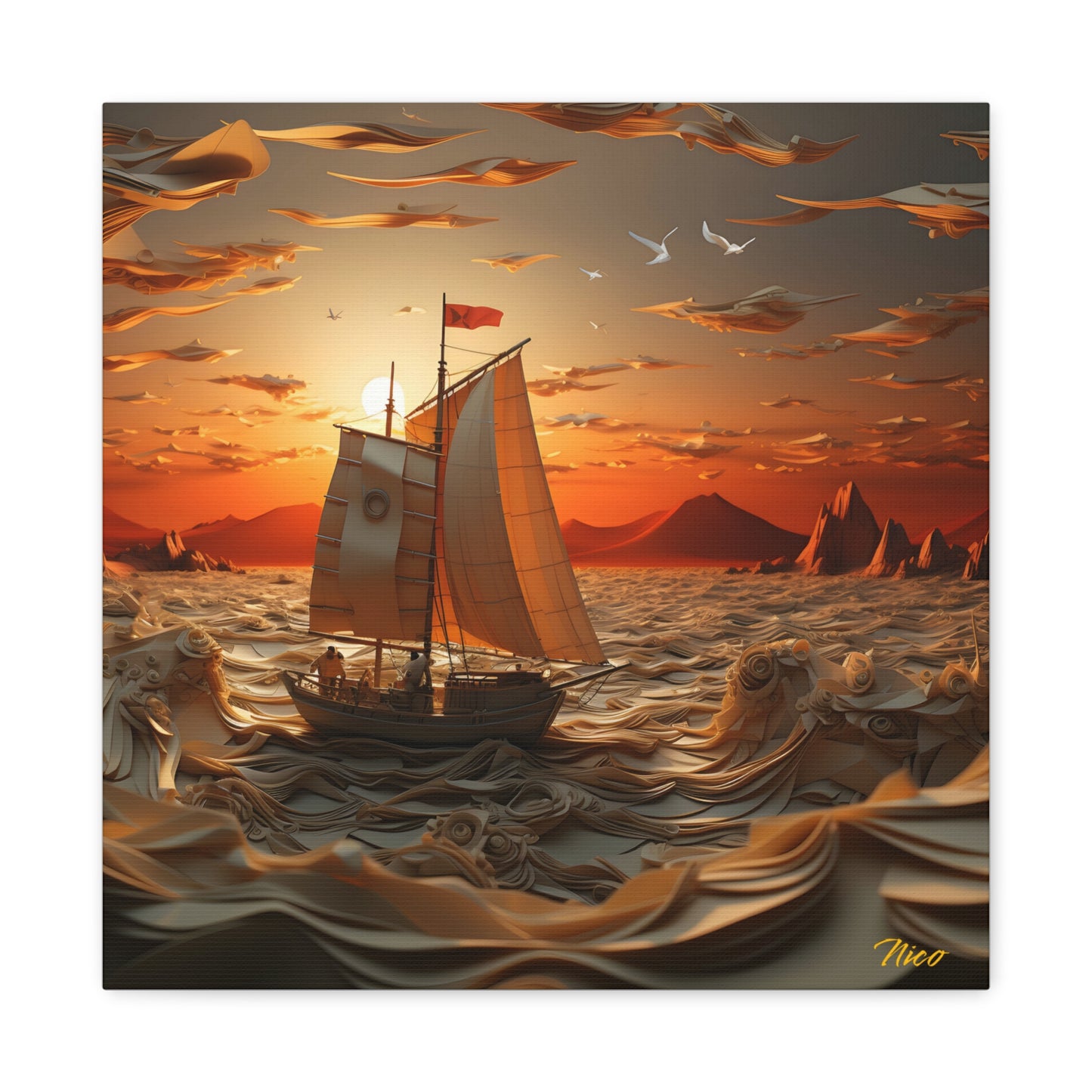 Into The Sunset Series Print #7 - Streched Matte Canvas Print, 1.25" Thick