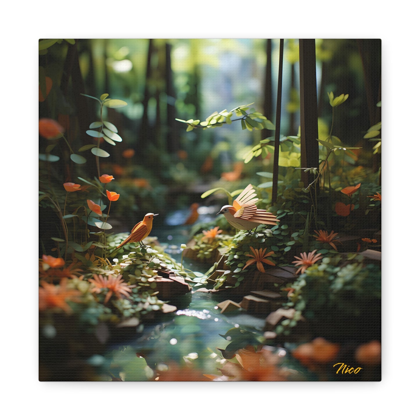 Relaxing By The Brook Series Print #6 - Streched Matte Canvas Print, 1.25" Thick