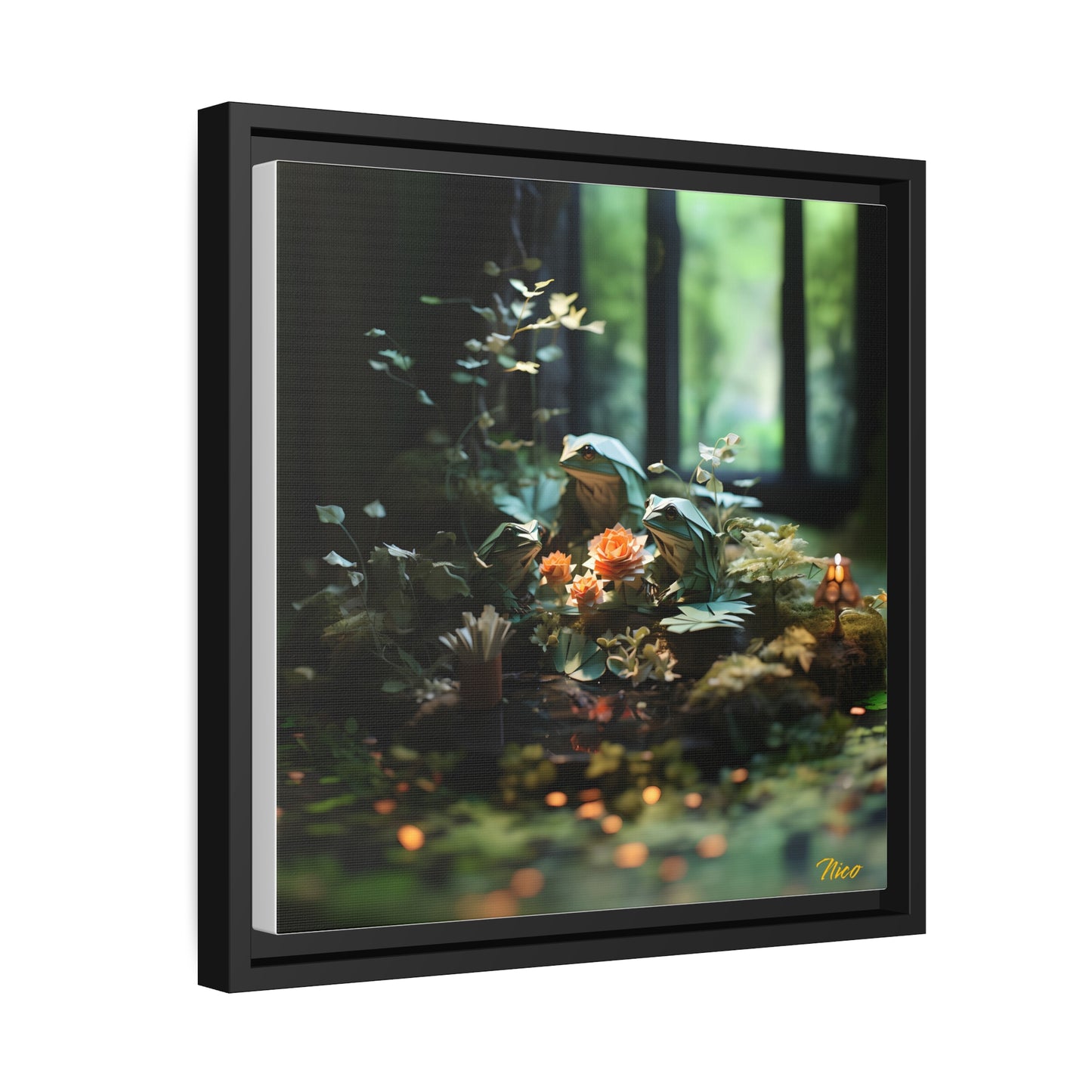 Relaxing By The Brook Series Print #1 - Black Framed Canvas Print