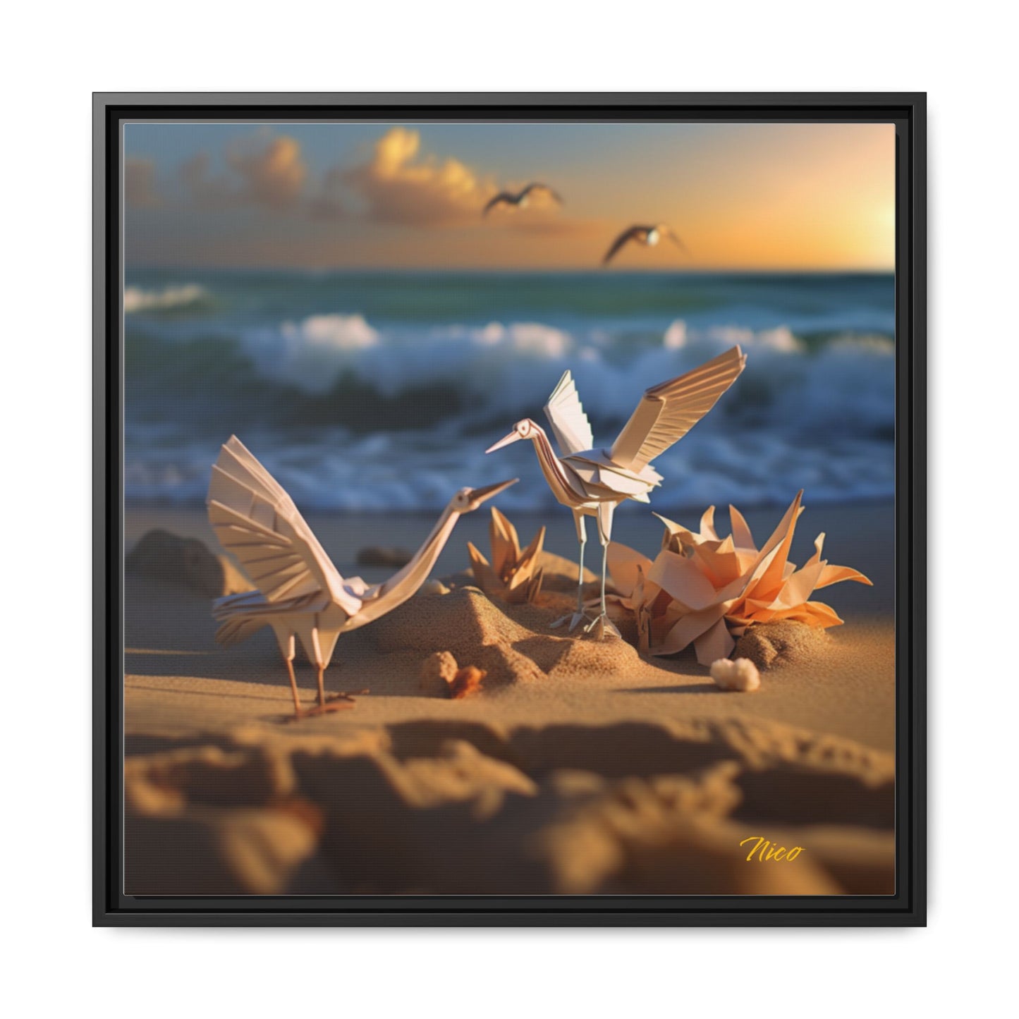 By The Seaside Series Print #3 - Black Framed Canvas Print