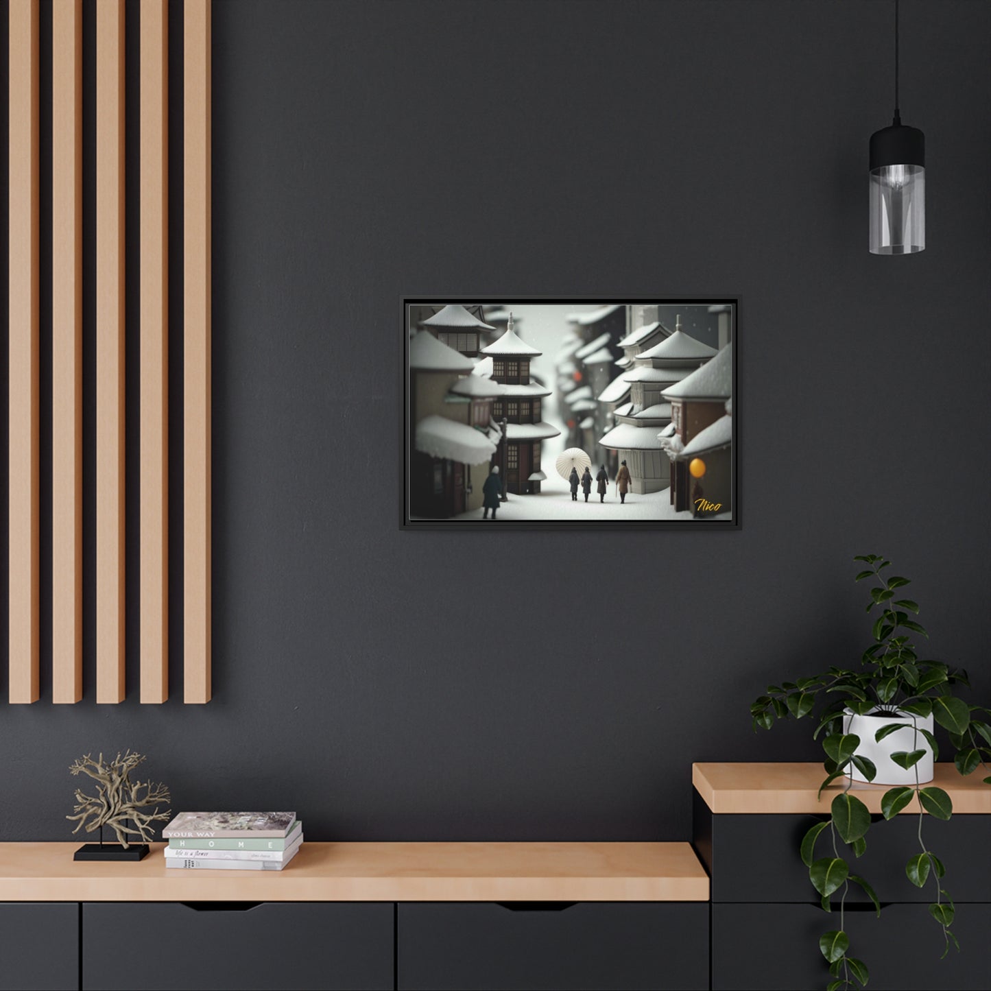 Asian Snow Series Print #3 - Extended Black Framed Canvas Print