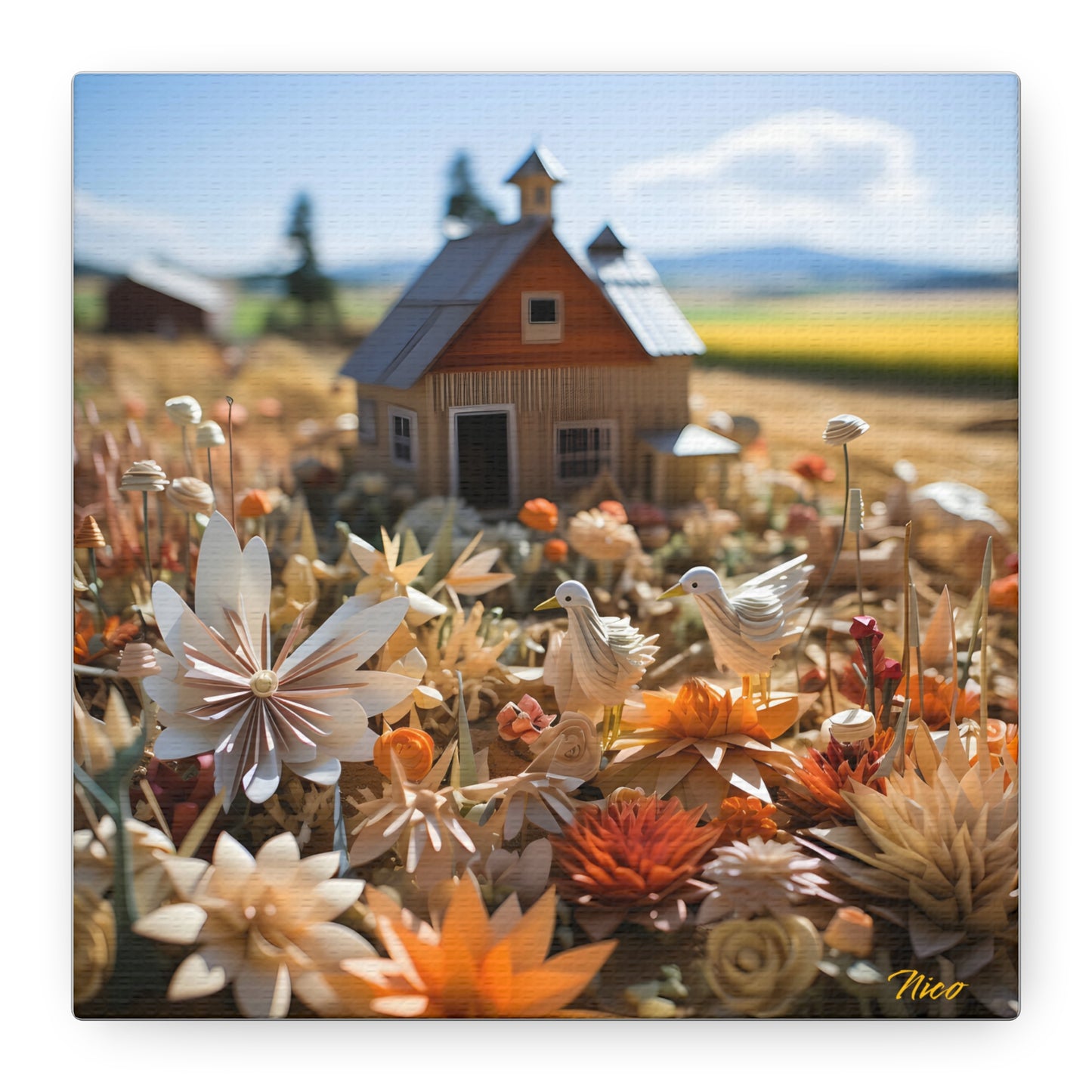 Meadow By The Farm Series Print #4 - Streched Matte Canvas Print, 1.25" Thick