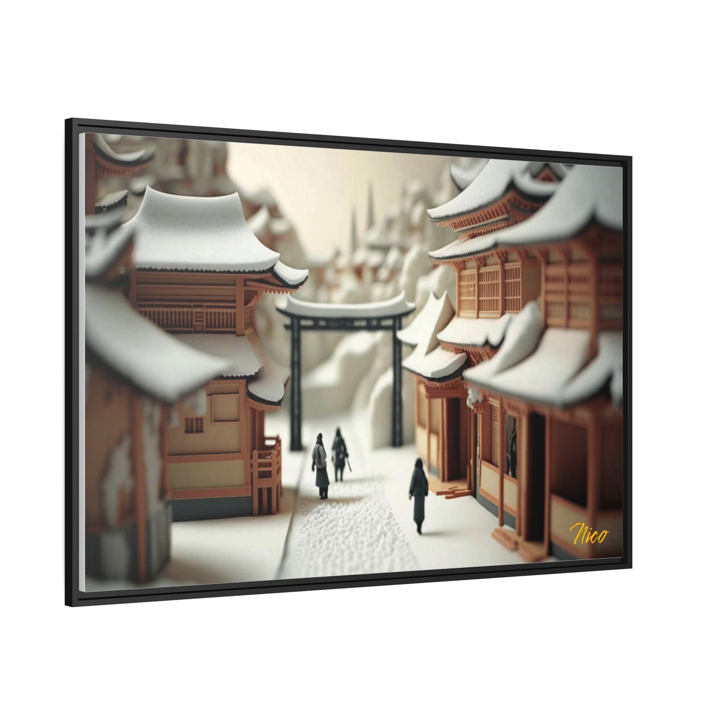 Asian Snow Series Print #2 - Extended Black Framed Canvas Print