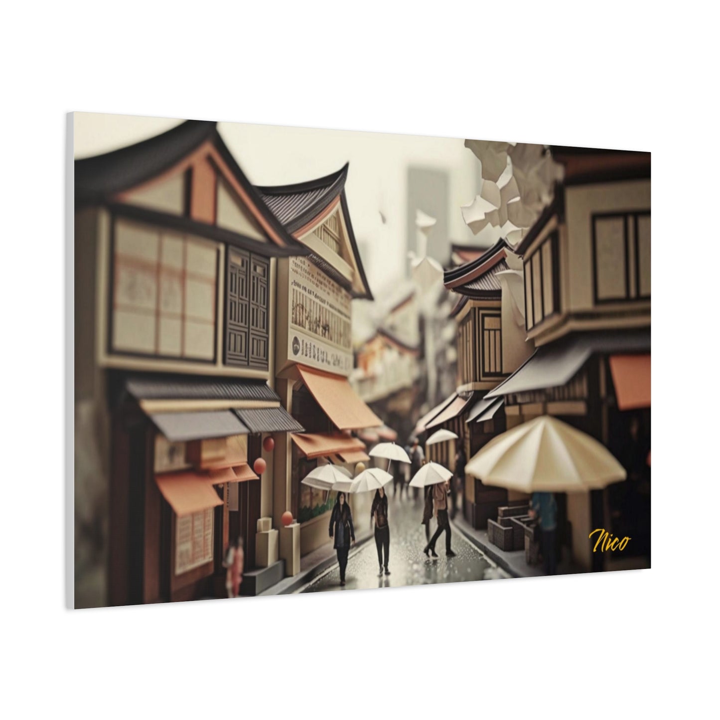 Oriental Rain Series Print #7 - Streched Matte Extended Canvas Print, 1.25" Thick