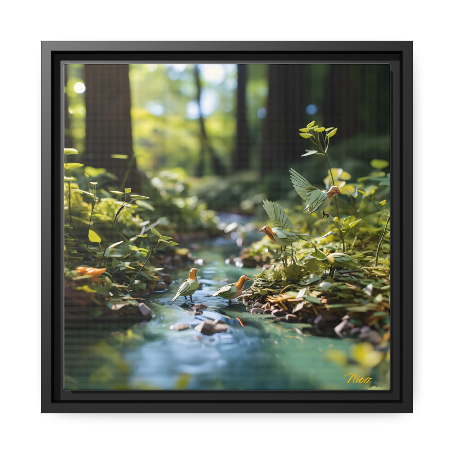 Relaxing By The Brook Series Print #8 - Black Framed Canvas Print