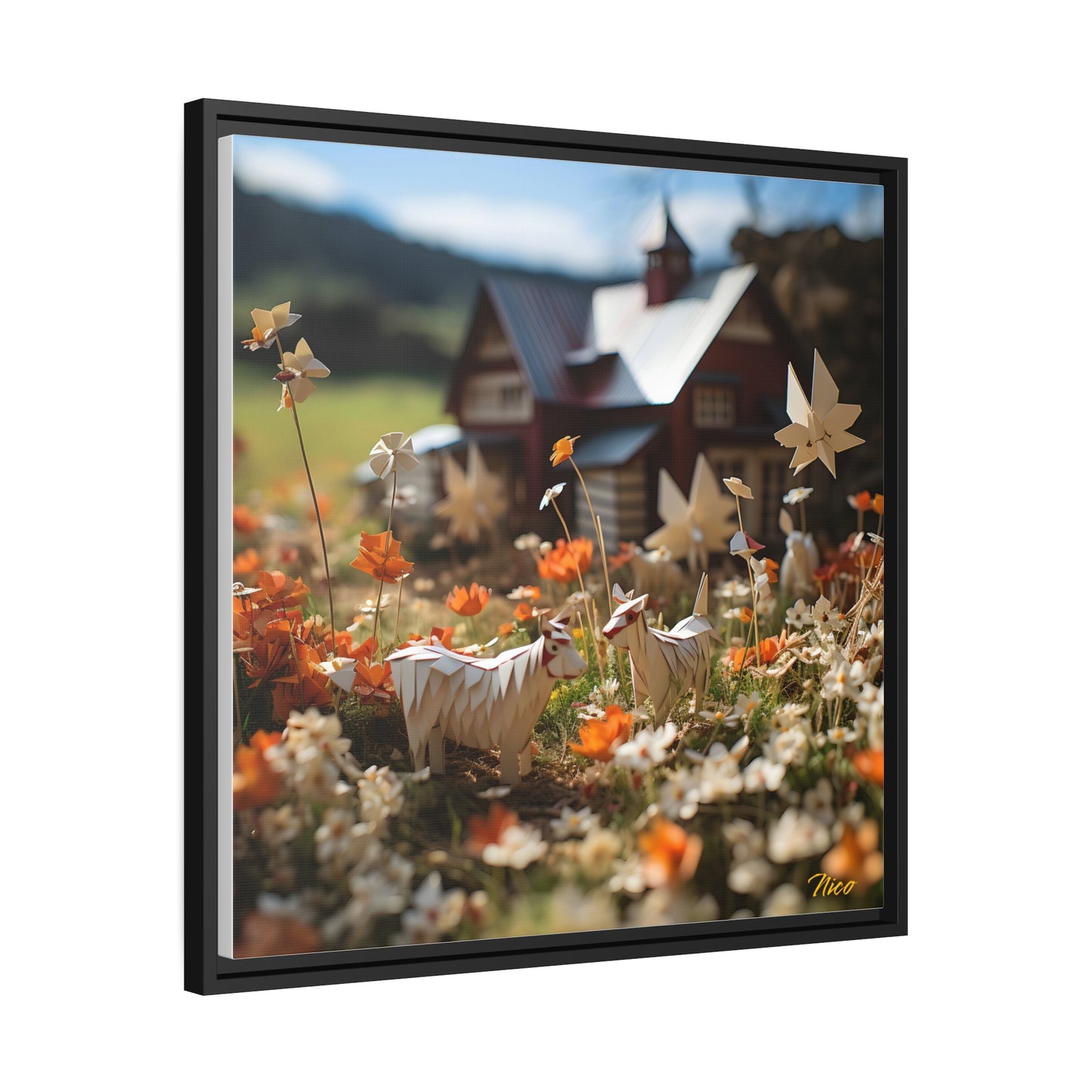 Meadow By The Farm Series Print 10 - Black Framed Canvas Print