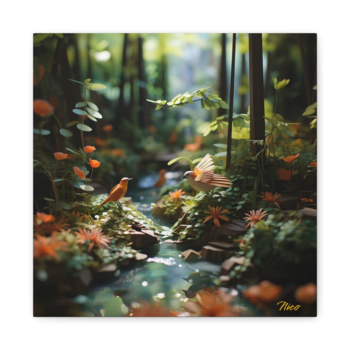 Relaxing By The Brook Series Print #6 - Streched Matte Canvas Print, 1.25" Thick