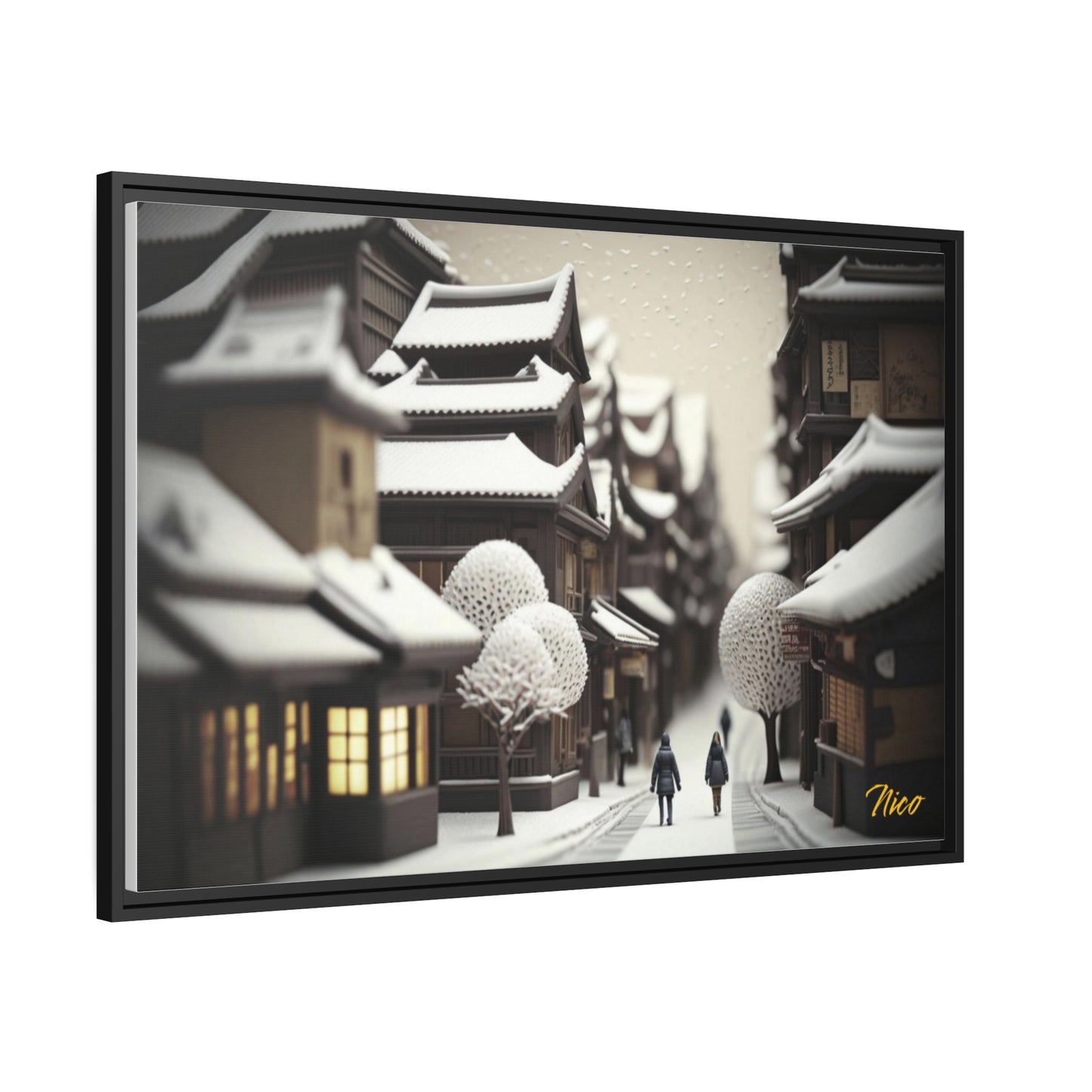 Asian Snow Series Print #7 - Impression sur toile encadrée noire