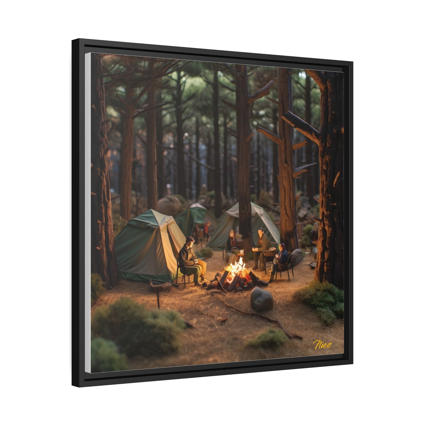 Campfire Series Print #1 - Black Framed Canvas Print