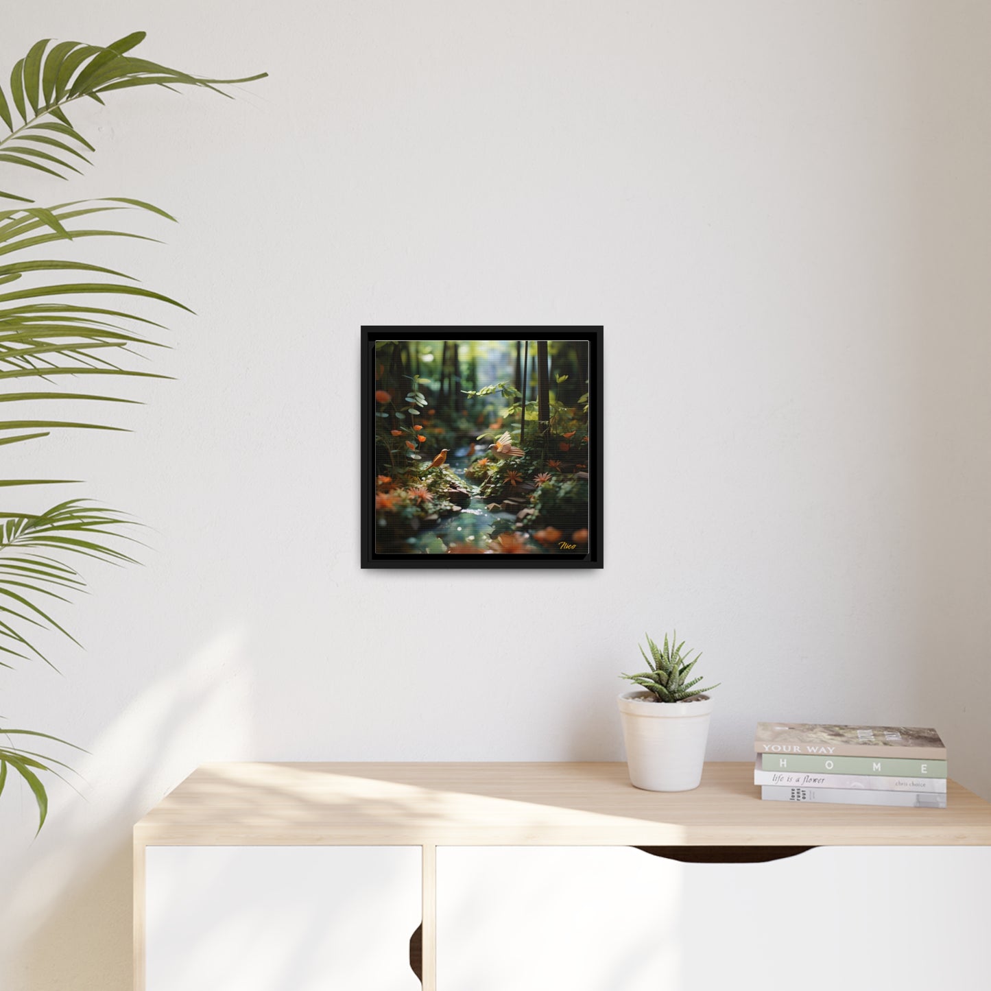 Relaxing By The Brook Series Print #6 - Black Framed Canvas Print