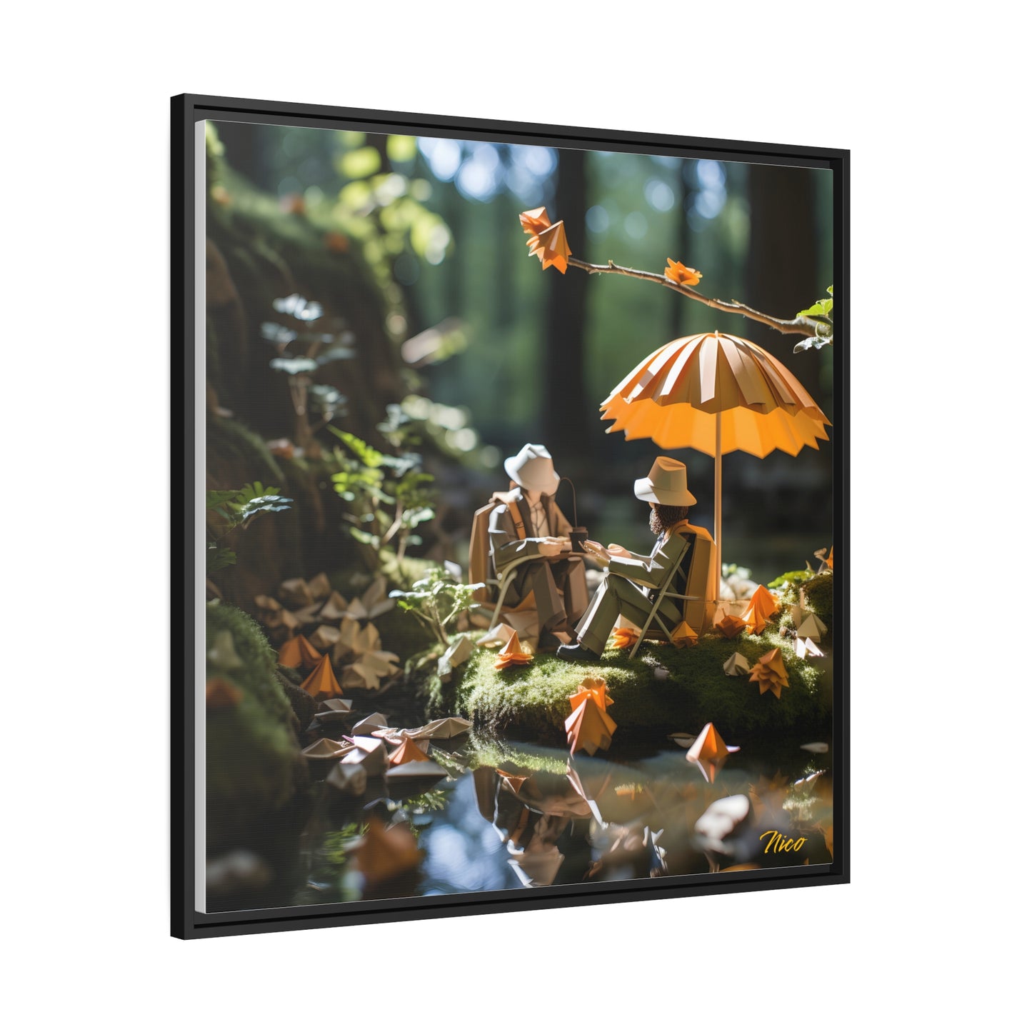 Relaxing By The Brook Series Print #2 - Black Framed Canvas Print