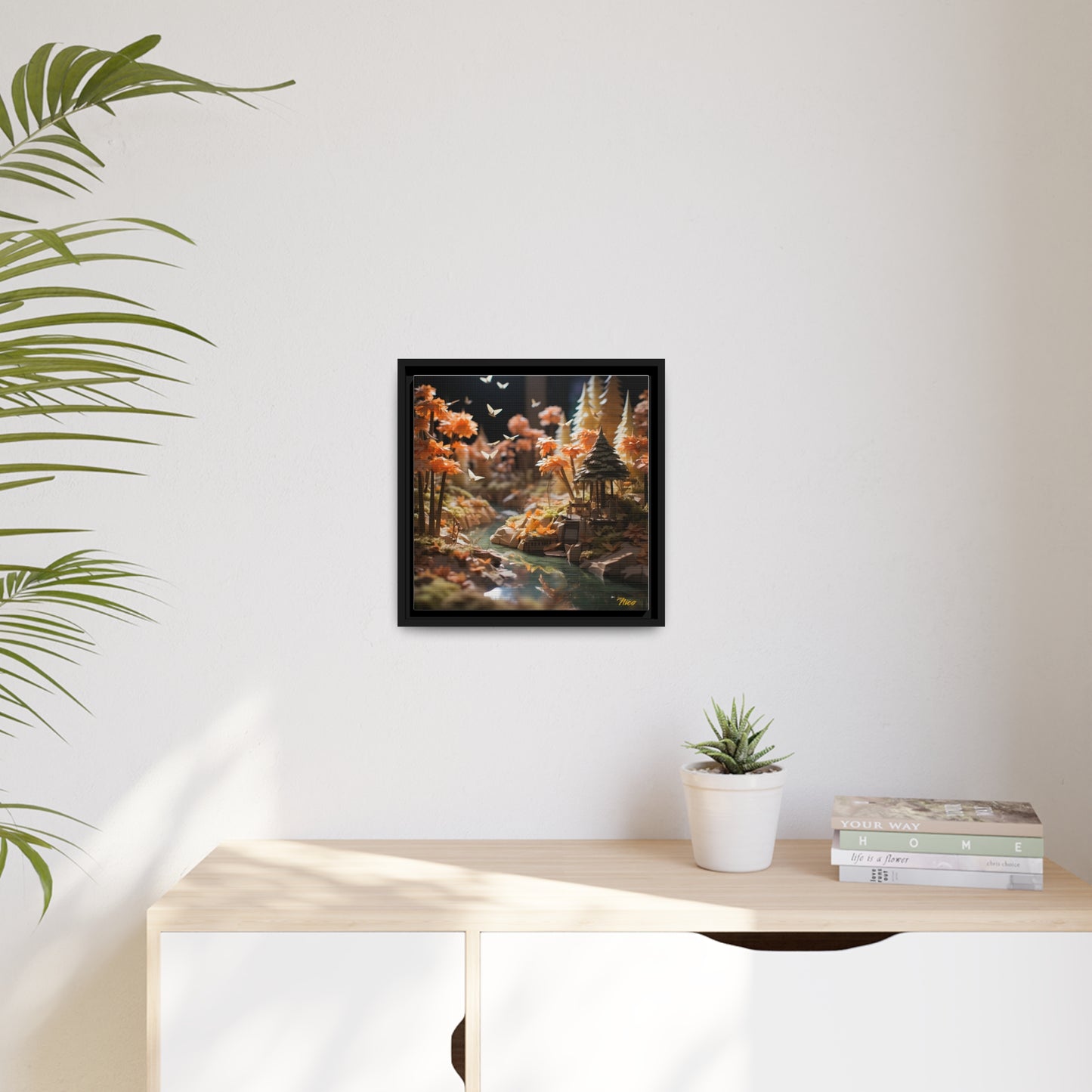 Relaxing By The Brook Series Print #3 - Black Framed Canvas Print