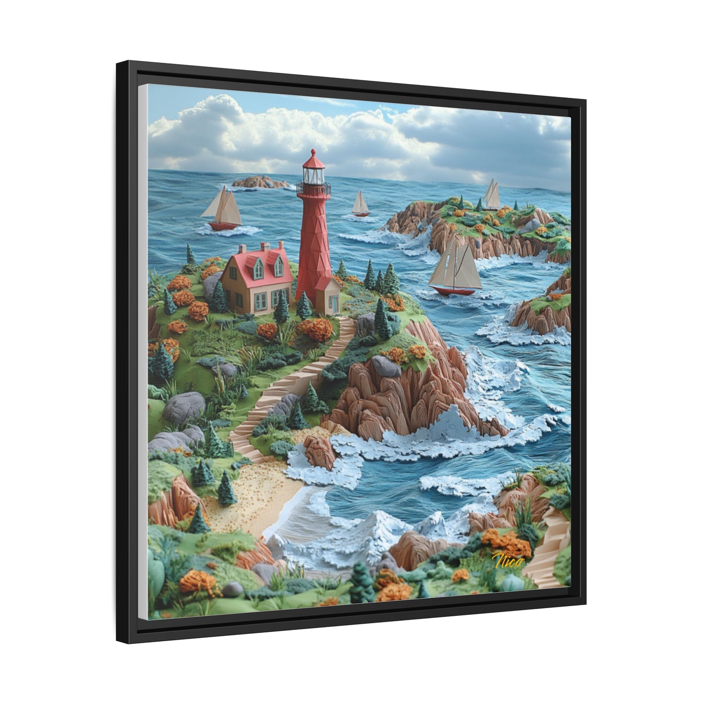 By The Seaside Series Print #6 - Black Framed Canvas Print