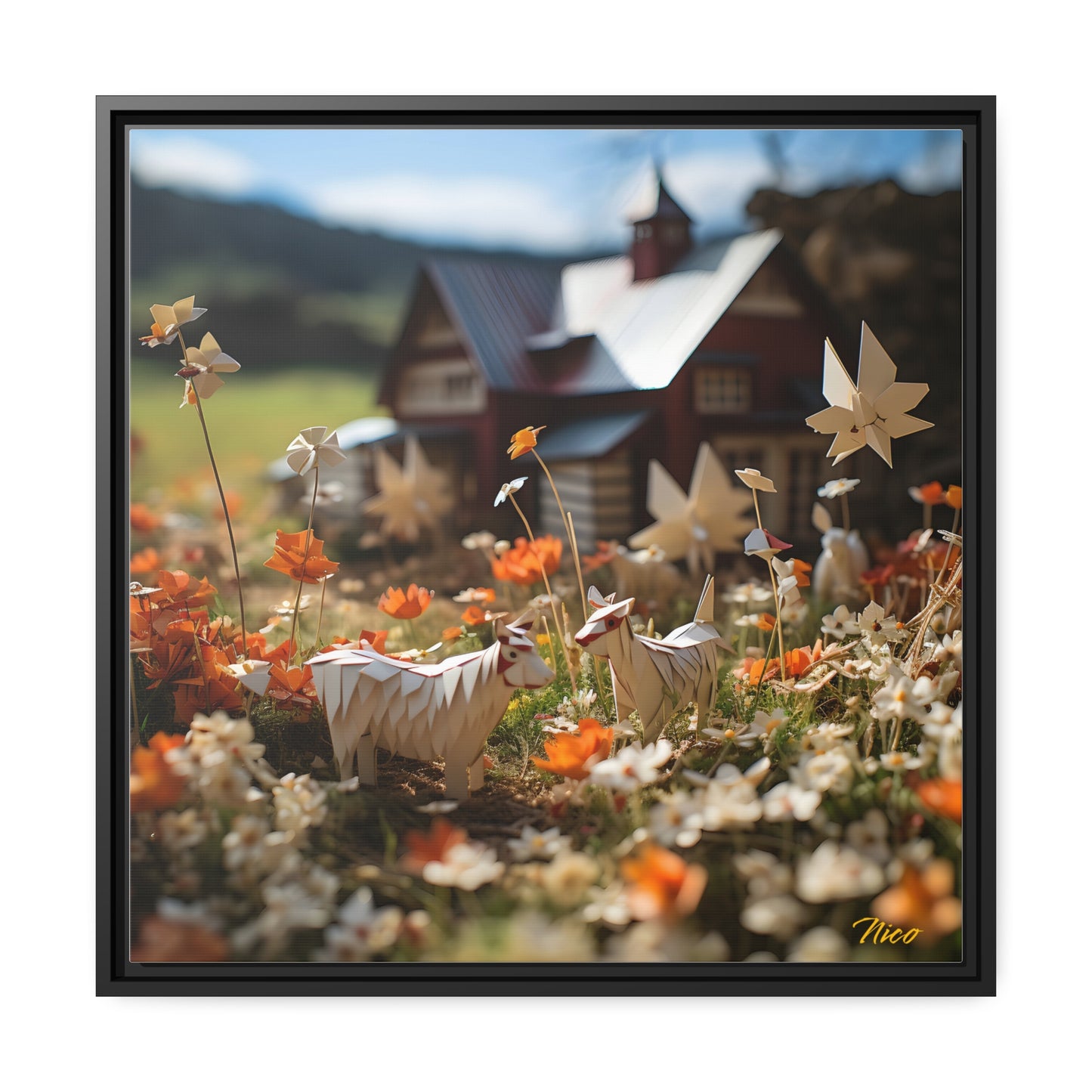 Meadow By The Farm Series Print 10 - Black Framed Canvas Print